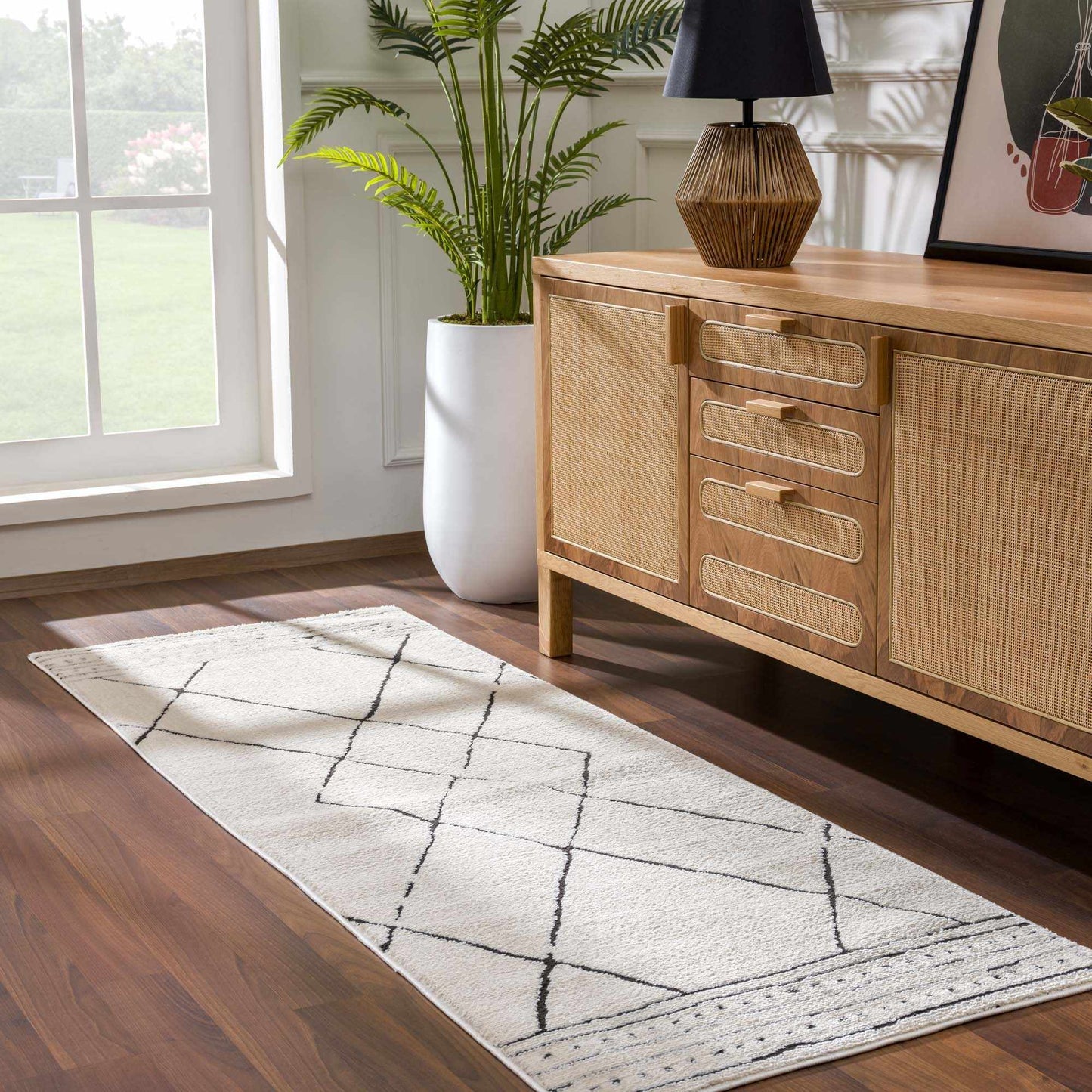 Geometric Area Rug - Black White Modern Home Decor