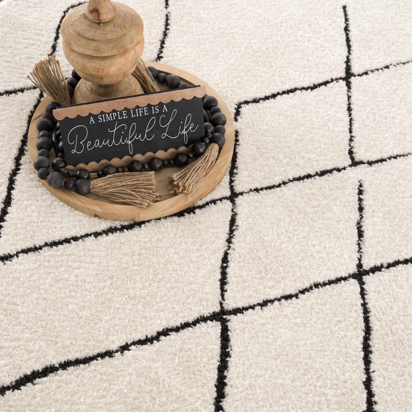 Geometric Area Rug - Black White Modern Home Decor