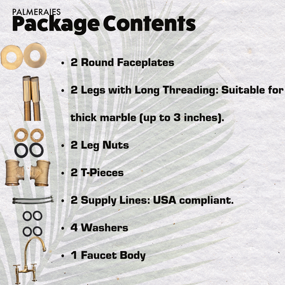 Unlacquered Brass Kitchen Faucet package content