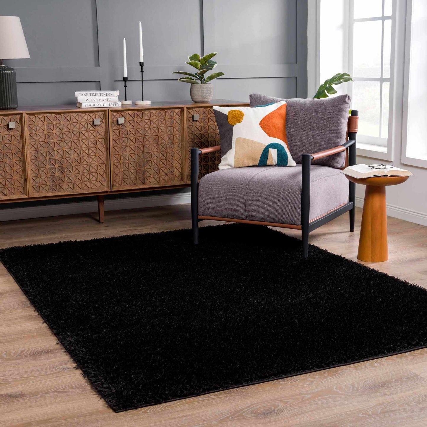 Washable Black Shag Rug - Cozy Home Decor Accent