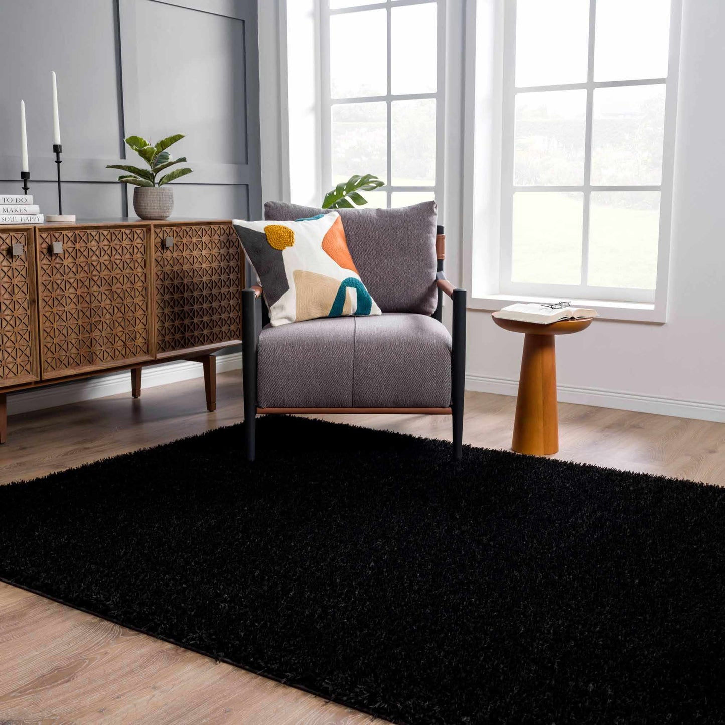 Washable Black Shag Rug - Cozy Home Decor Accent