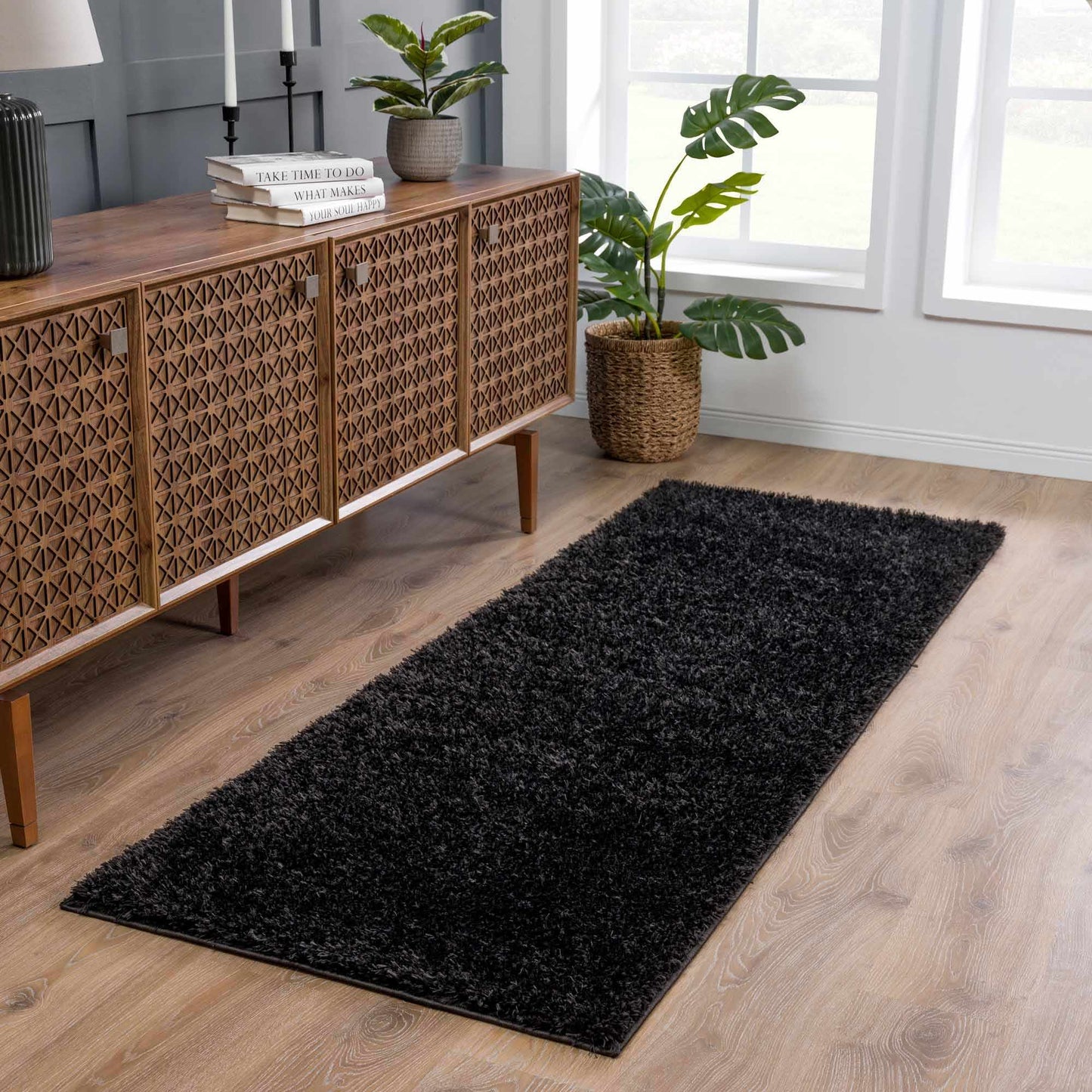 Washable Black Shag Rug - Cozy Home Decor Accent