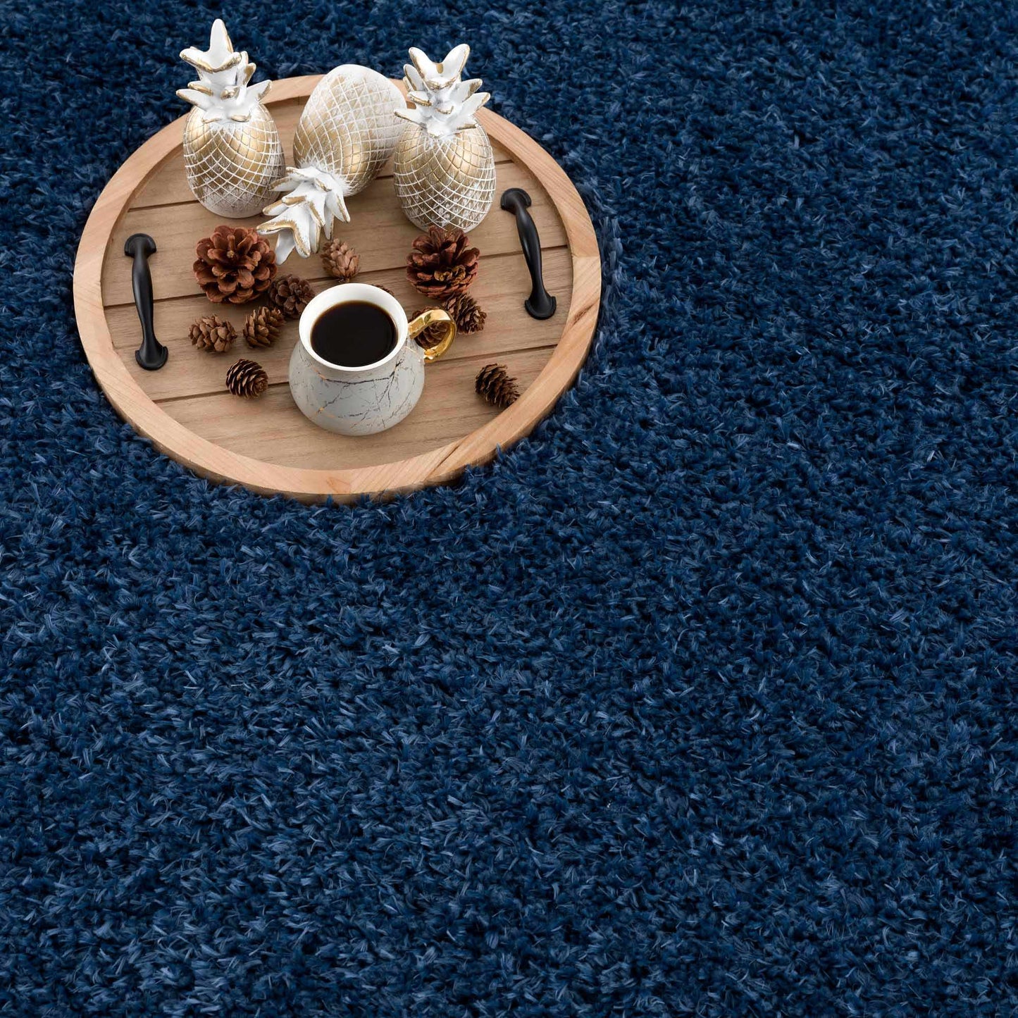Washable Dark Blue Shag Rug - Faina Collection Cozy Home Decor