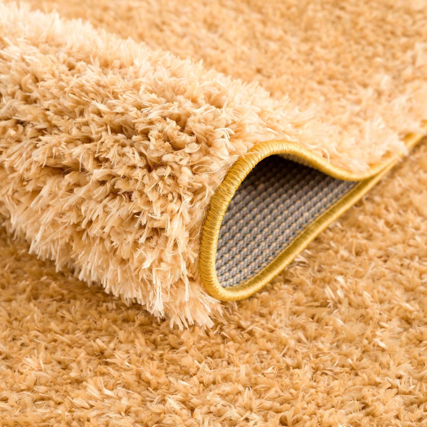 Washable Solid Gold Shag Rug - Luxurious Soft Area Rug for Any Room