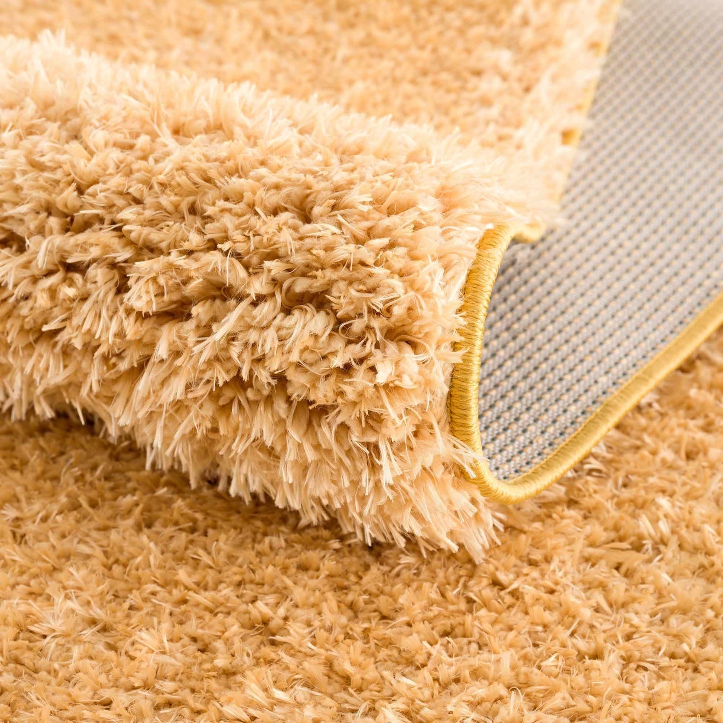 Washable Solid Gold Shag Rug - Luxurious Soft Area Rug for Any Room