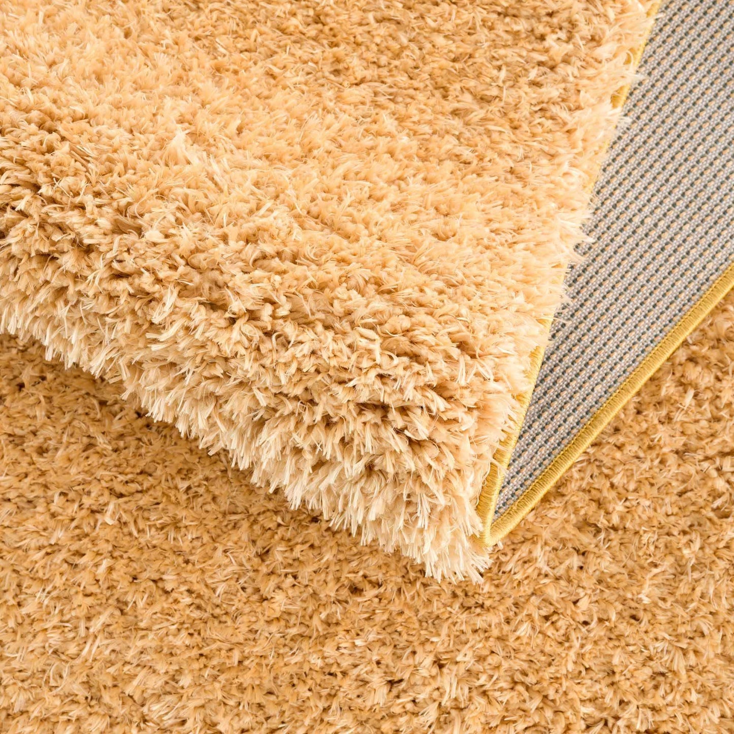 Washable Solid Gold Shag Rug - Luxurious Soft Area Rug for Any Room