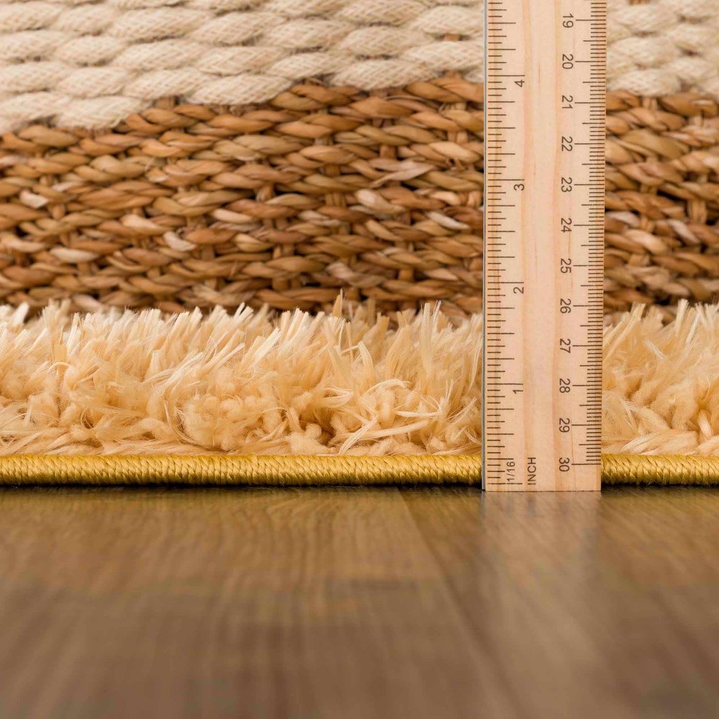 Washable Solid Gold Shag Rug - Luxurious Soft Area Rug for Any Room