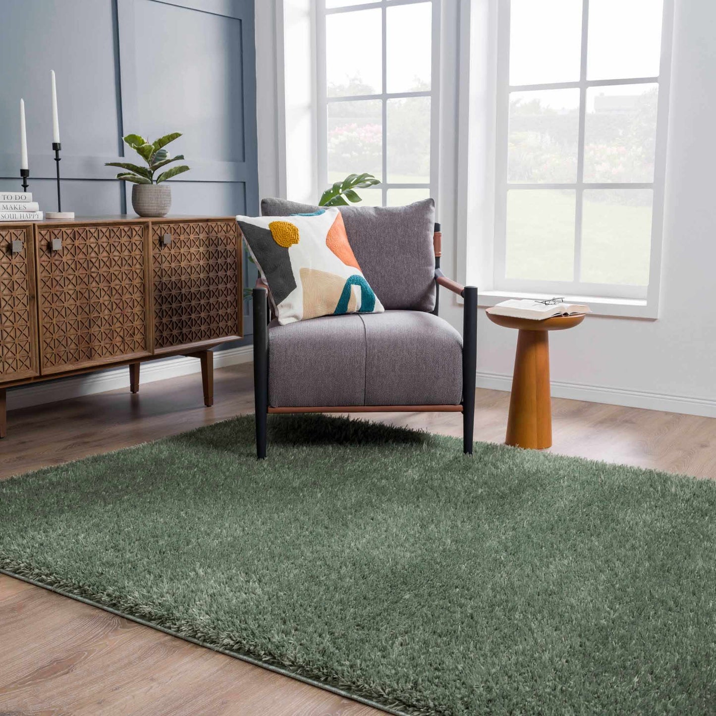 Green Shag Rug - Washable Soft Cozy Home Decor
