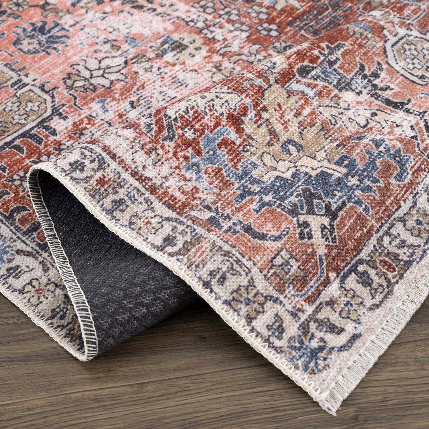 Burgundy Washable Area Rug - Soft Stylish Home Decor