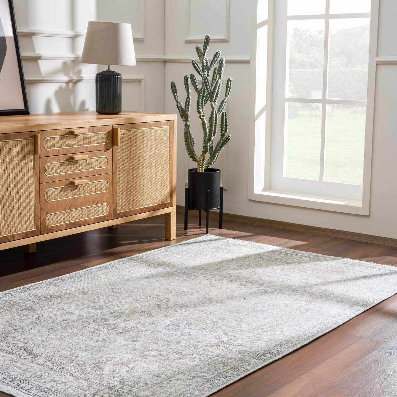 Washable Cream Area Rug - Soft Stylish Home Decor