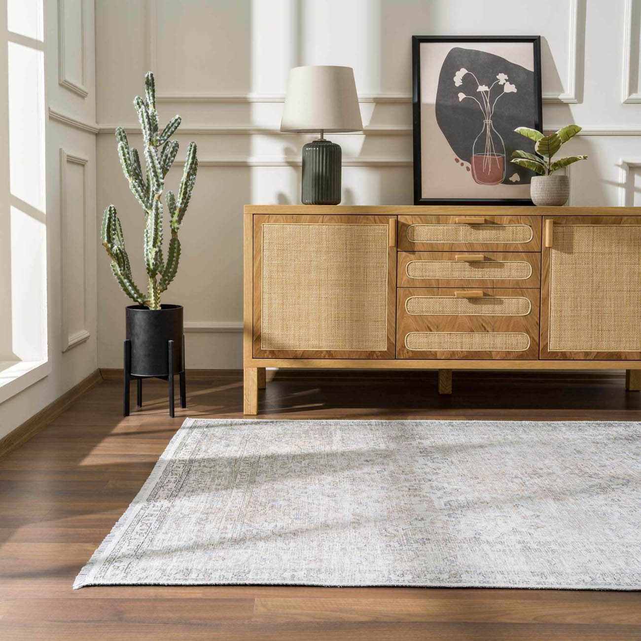 Washable Cream Area Rug - Soft Stylish Home Decor