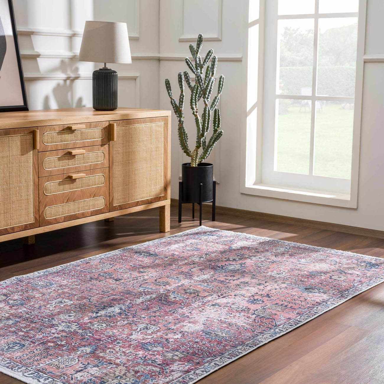 Burgundy Washable Area Rug - Soft Stylish Home Decor