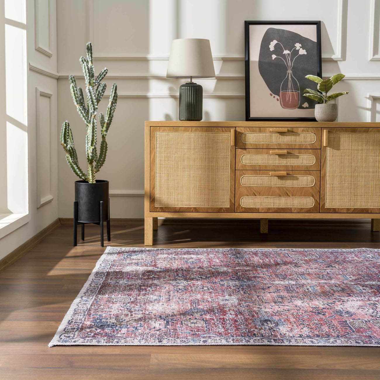 Burgundy Washable Area Rug - Soft Stylish Home Decor