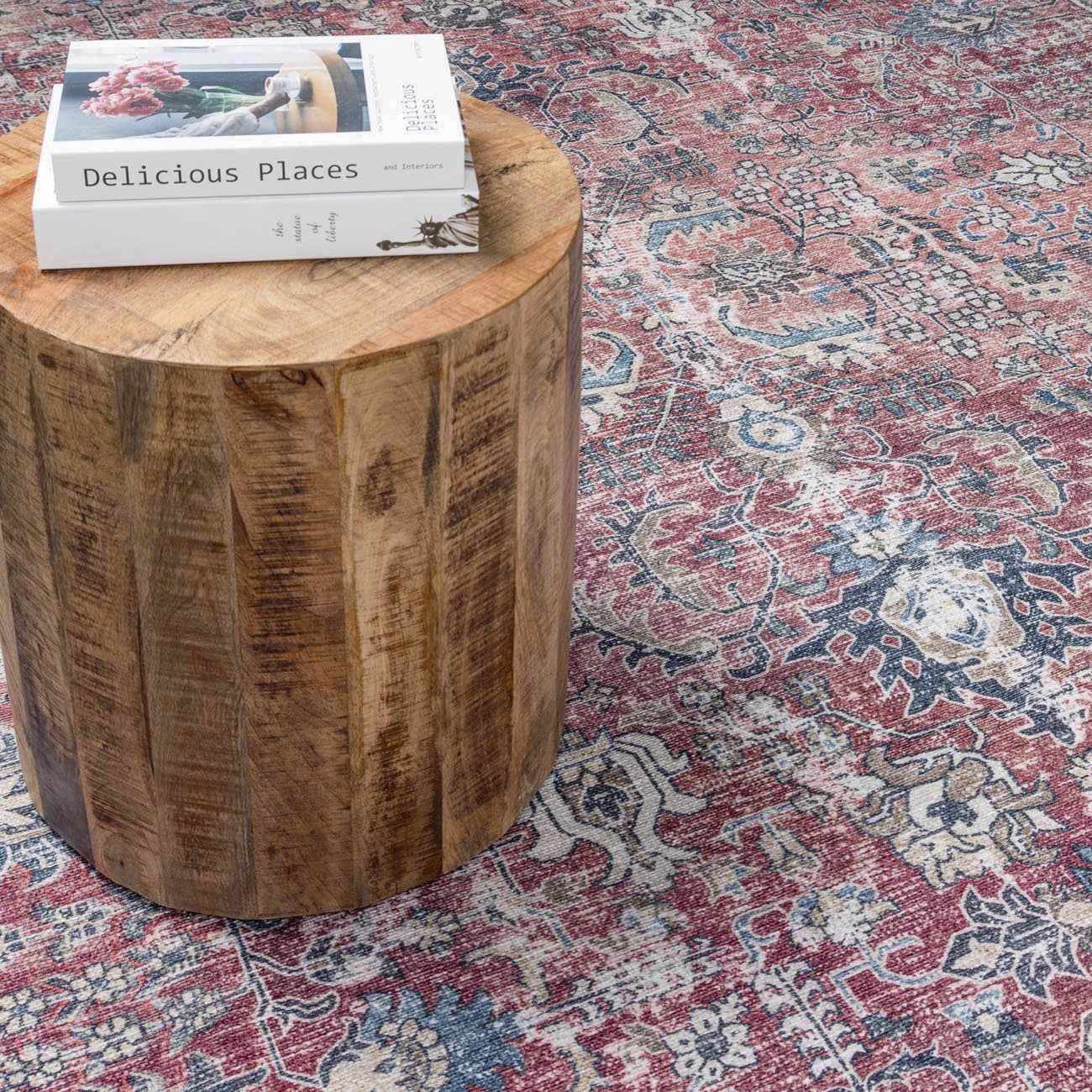 Burgundy Washable Area Rug - Soft Stylish Home Decor