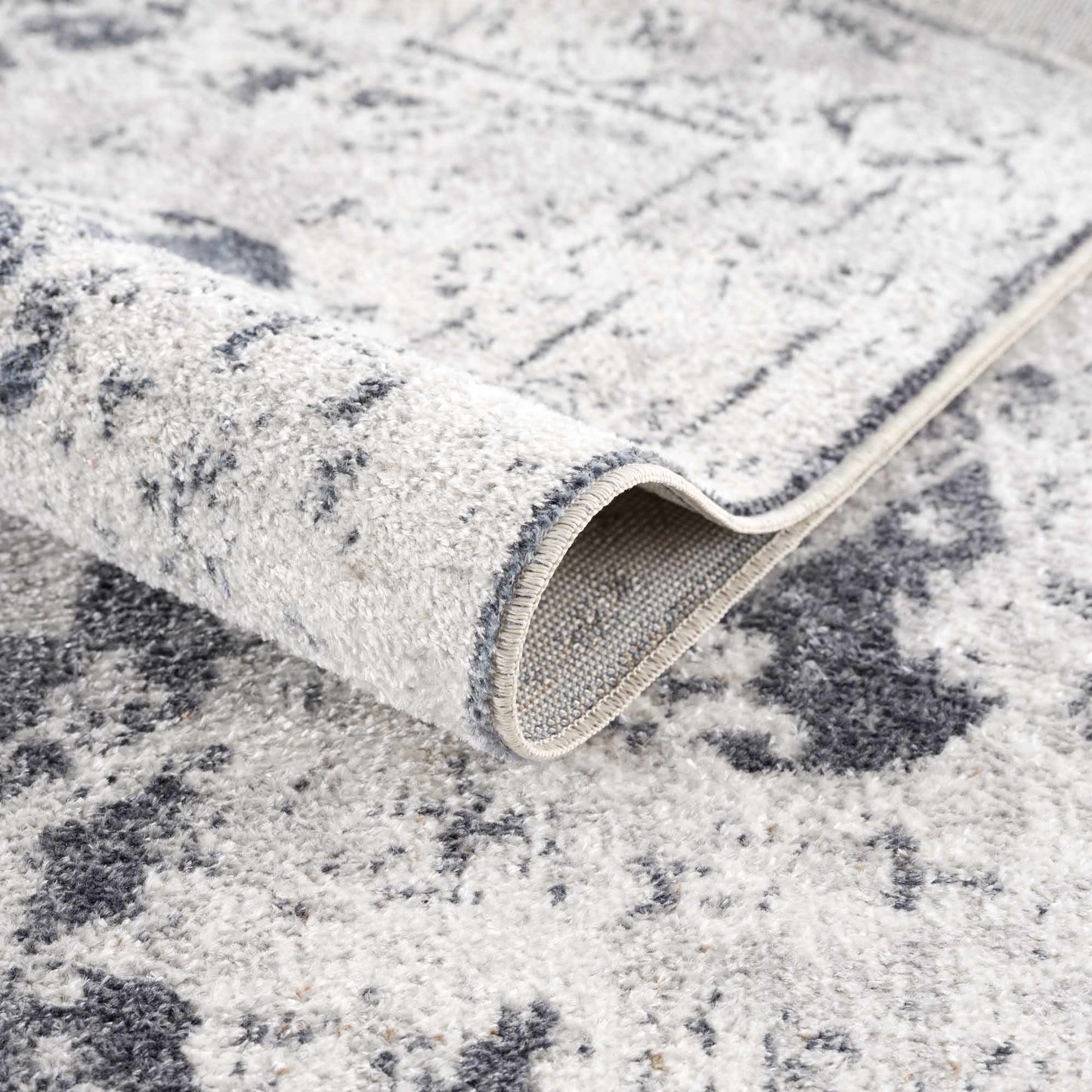 Ivory Washable Flat Pile Rug - Hera Collection for Modern Decor