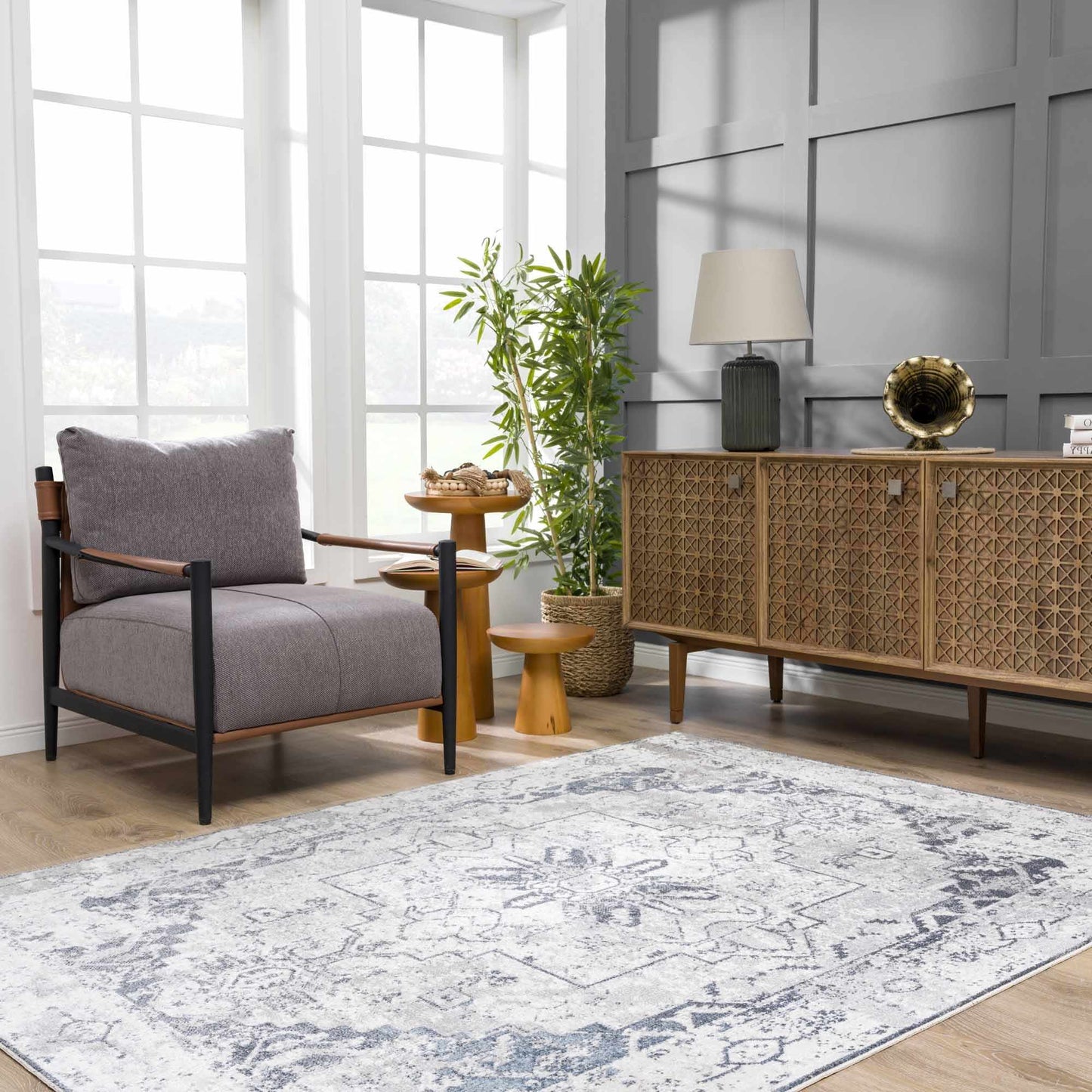 Ivory Washable Flat Pile Rug - Hera Collection for Modern Decor