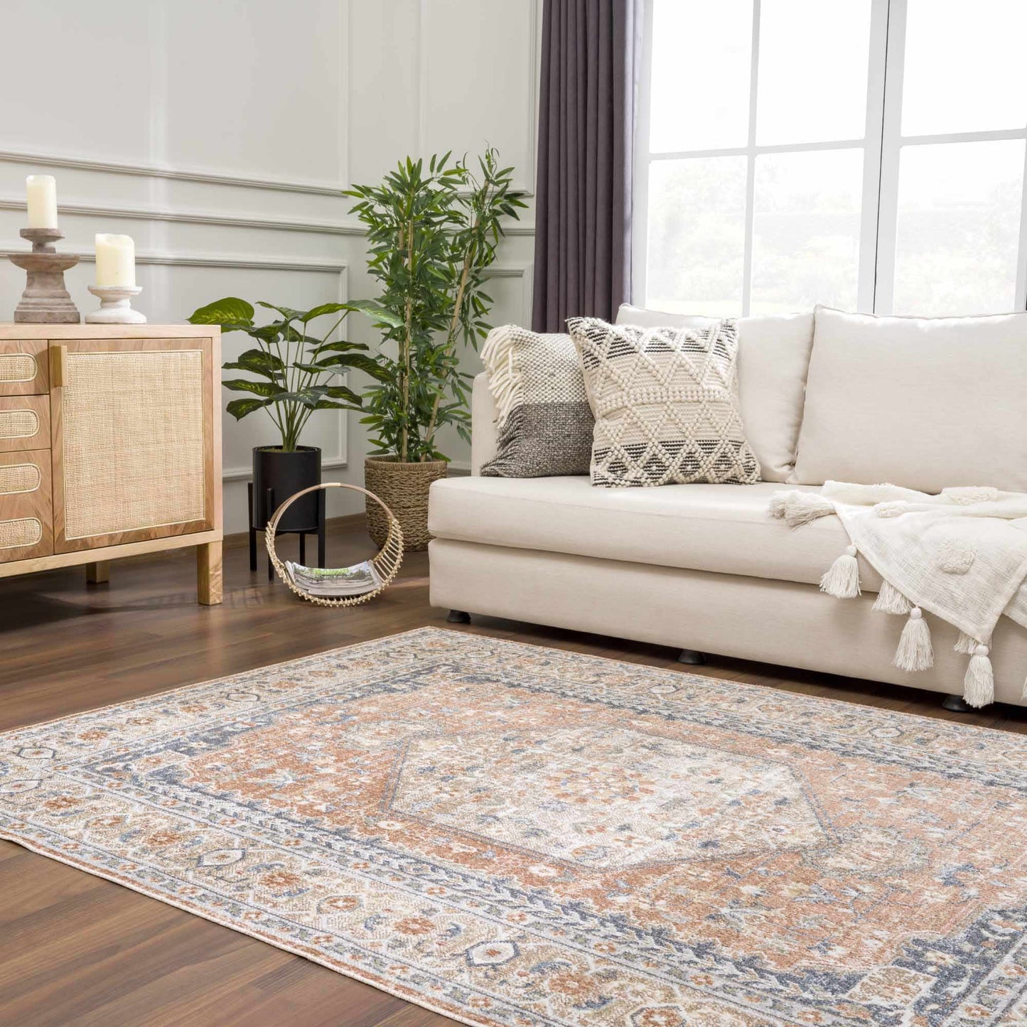 Washable Flat Pile Rug - Soft Durable Gael Rust Home Decor
