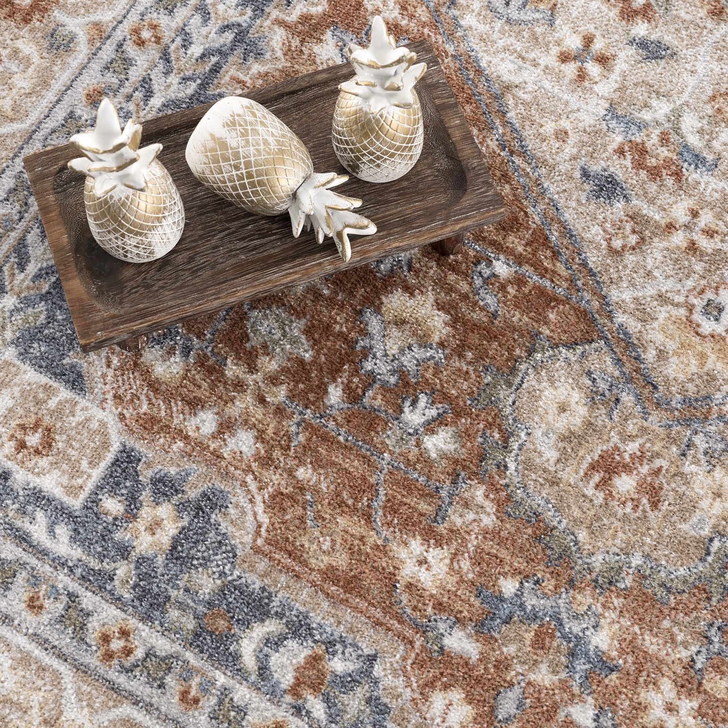 Washable Flat Pile Rug - Soft Durable Gael Rust Home Decor