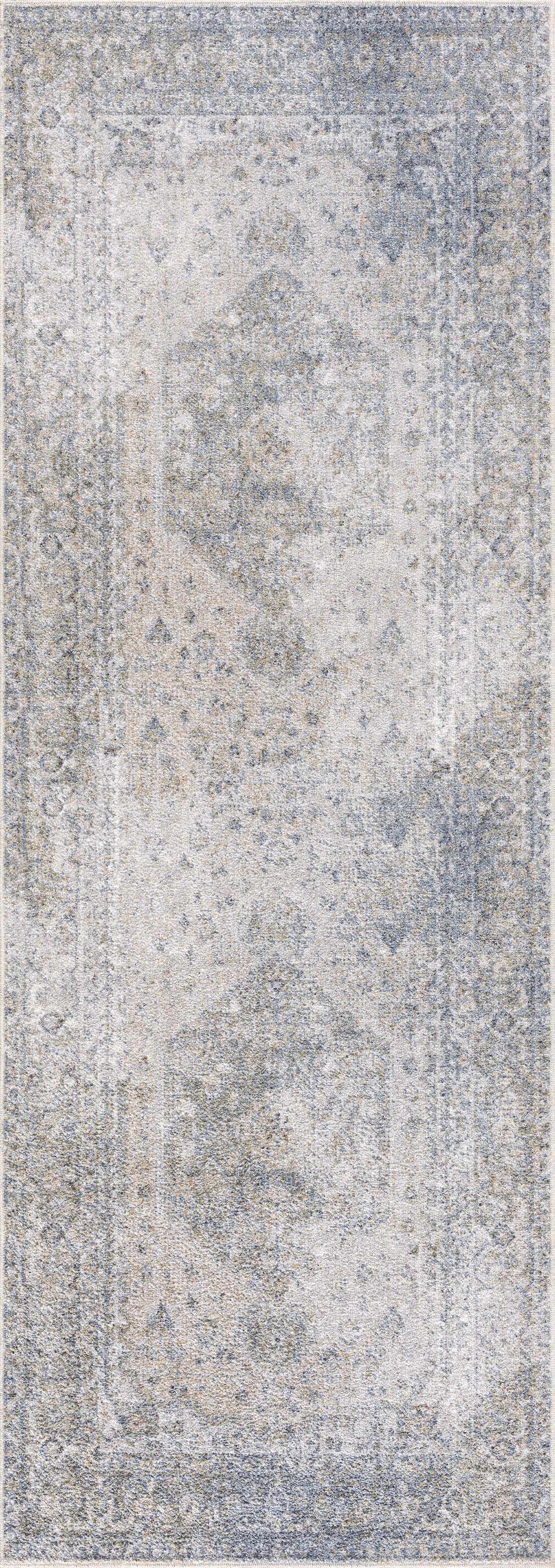 Washable Blue Flat Pile Rug - Stylish Durable Home Decor
