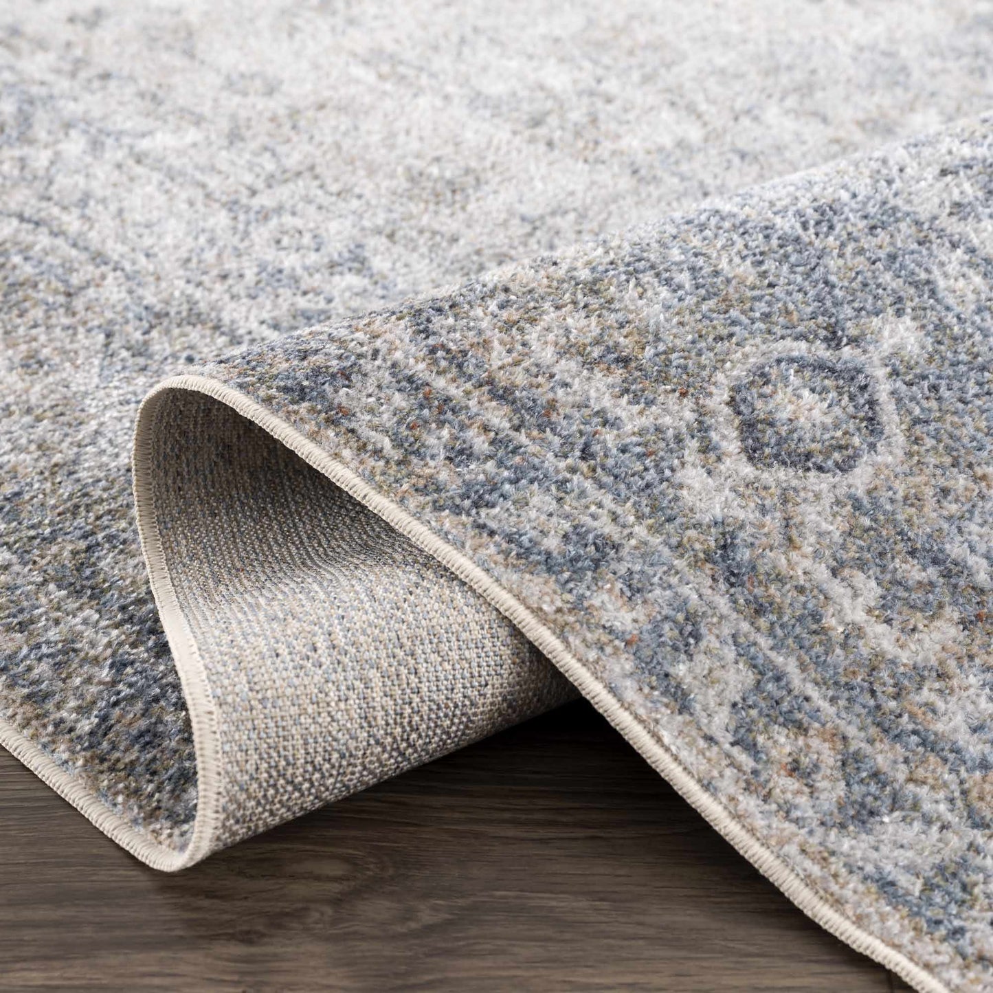 Washable Blue Flat Pile Rug - Stylish Durable Home Decor