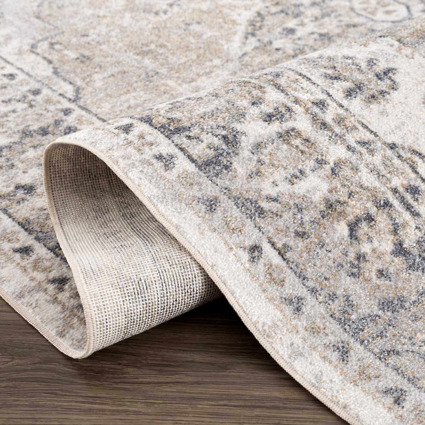 Beige Washable Flat Pile Rug - Stylish Home Décor