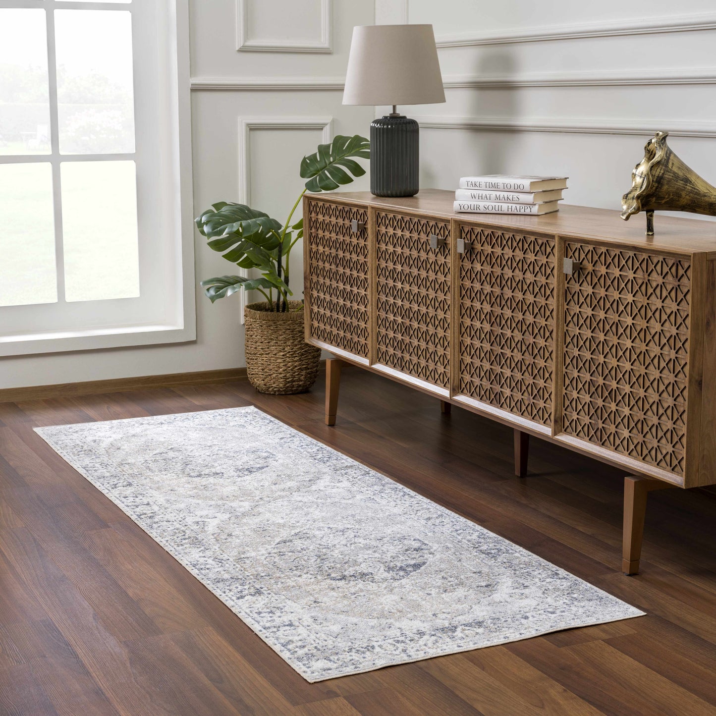 Washable Modern Area Rug - Soft Durable Flat Pile Design