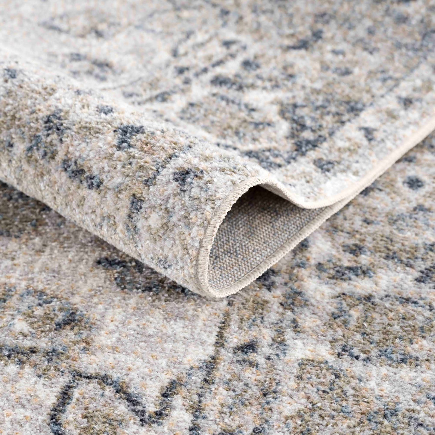 Washable Blue Flat Pile Rug - Stylish Durable Home Decor