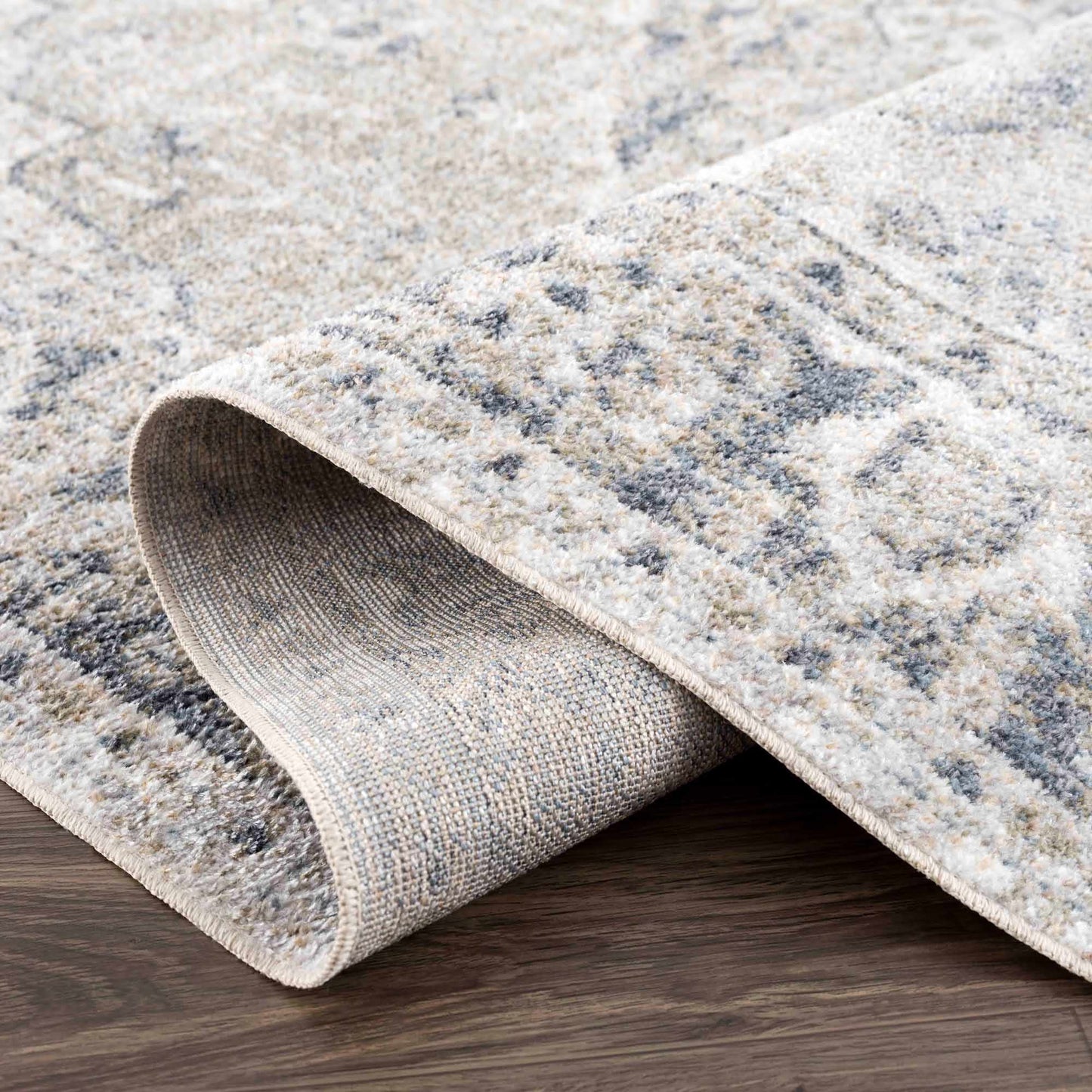Washable Blue Flat Pile Rug - Stylish Durable Home Decor
