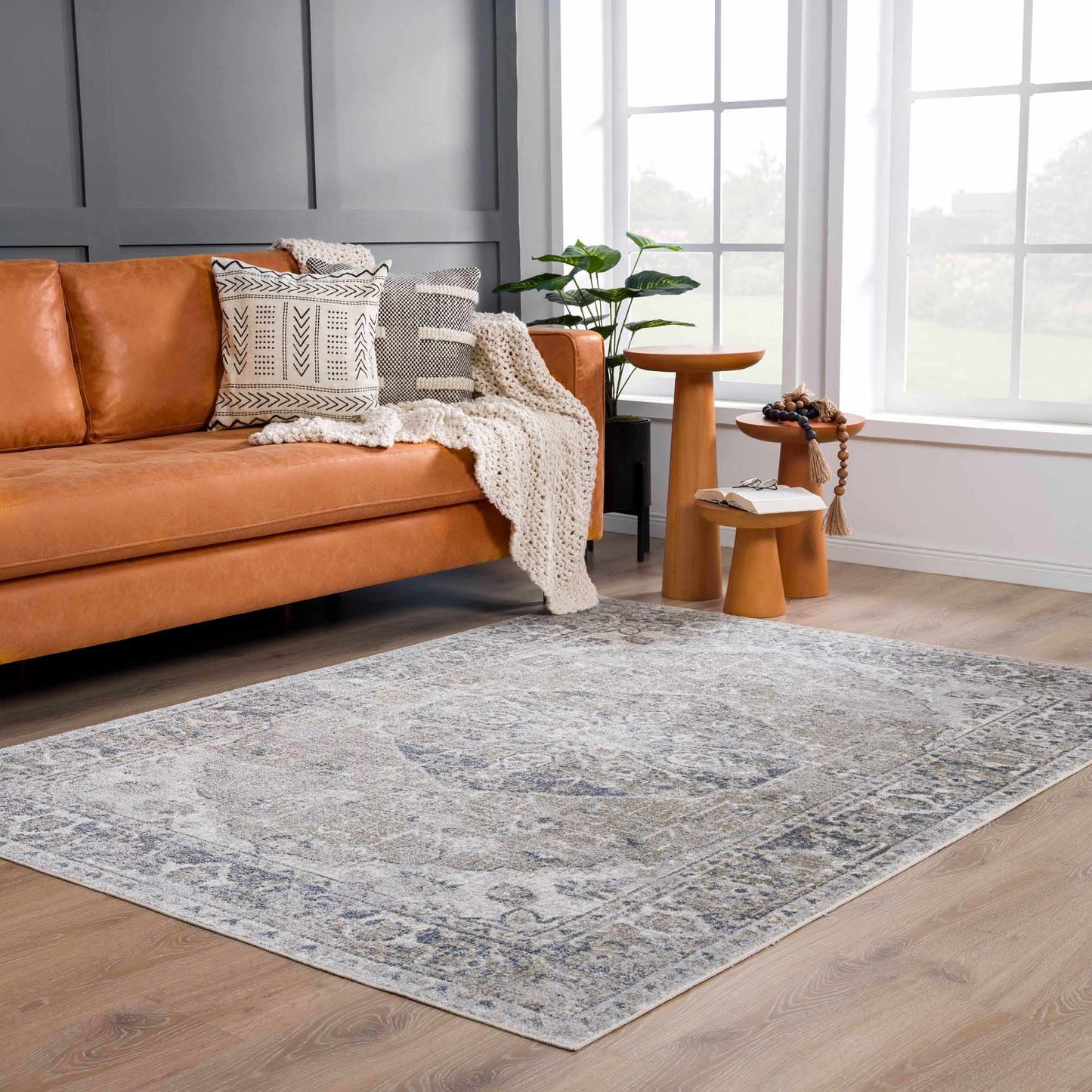 Washable Blue Flat Pile Rug - Stylish Durable Home Decor