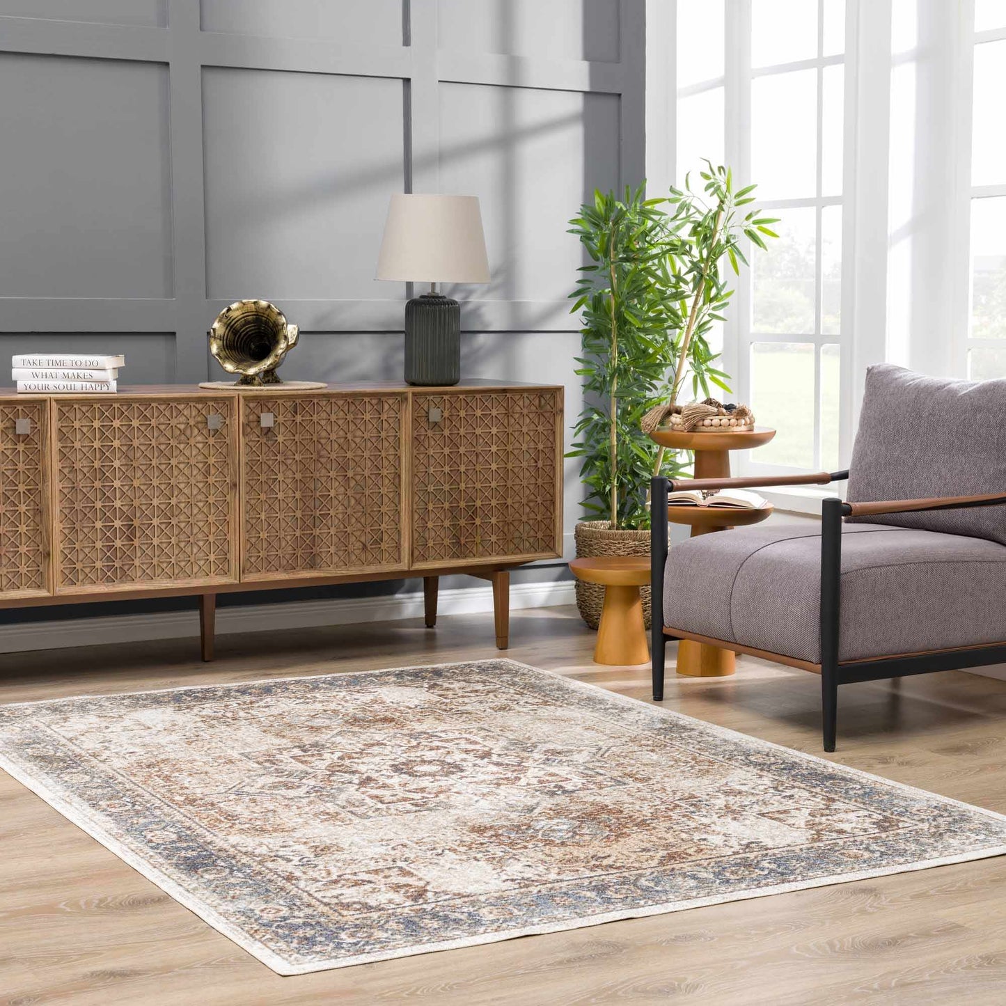 Heritage Washable Area Rug - Classic Flat Pile Design for Easy Care