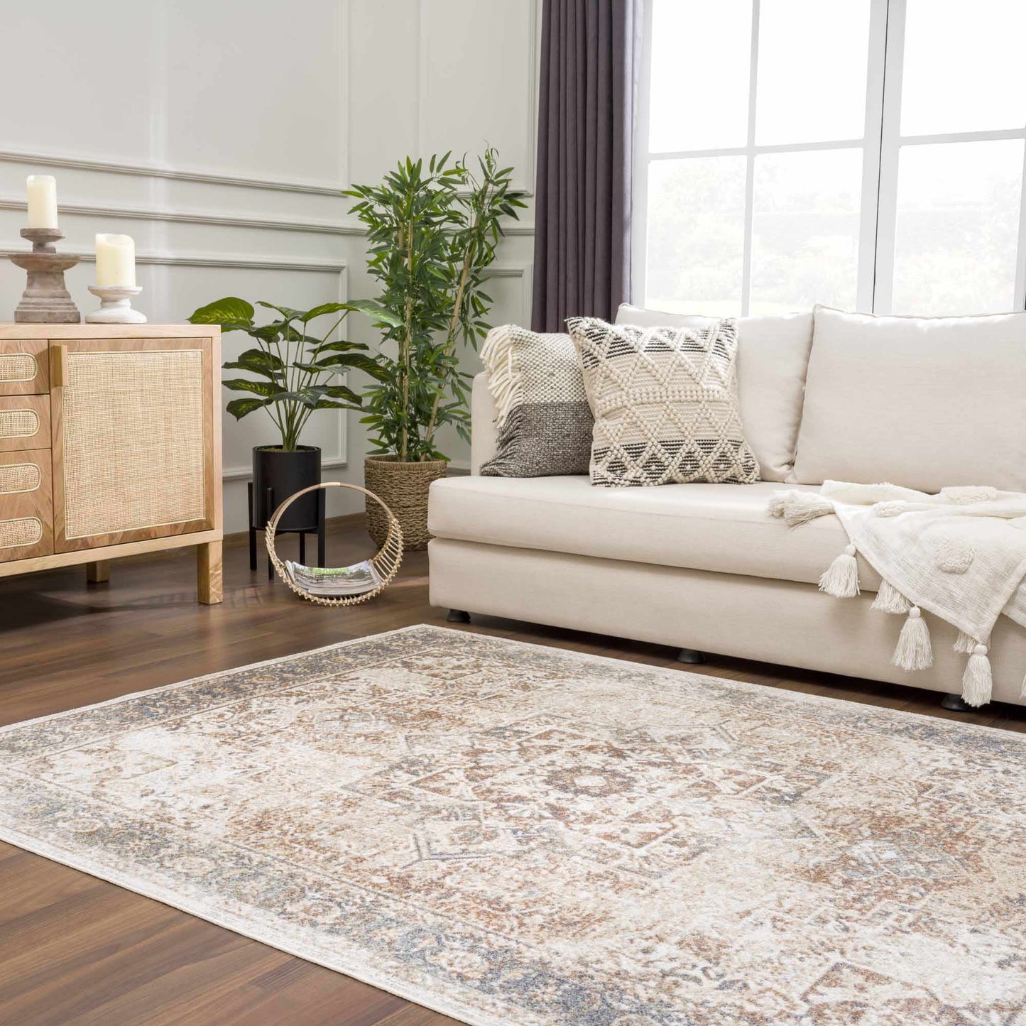 Heritage Washable Area Rug - Classic Flat Pile Design for Easy Care