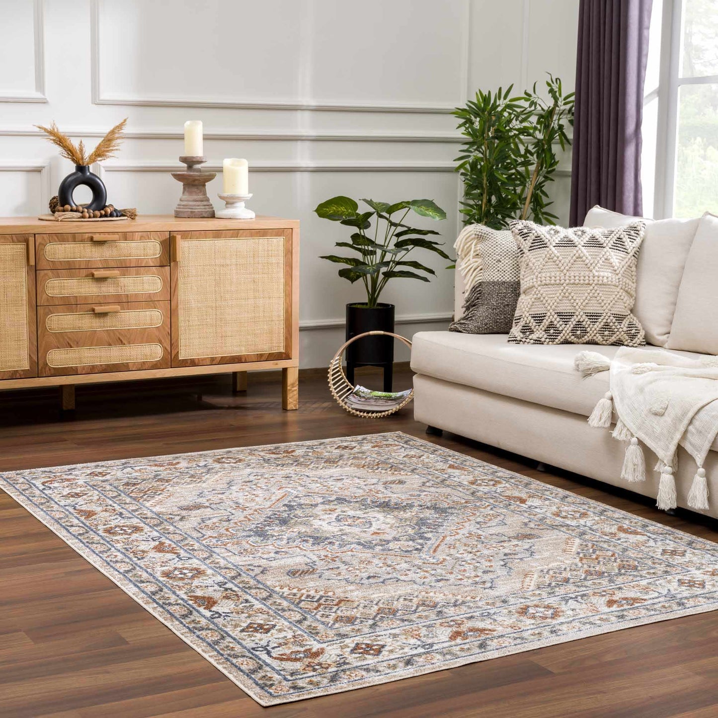 Washable Flat Pile Area Rug - Stylish Easy to Clean