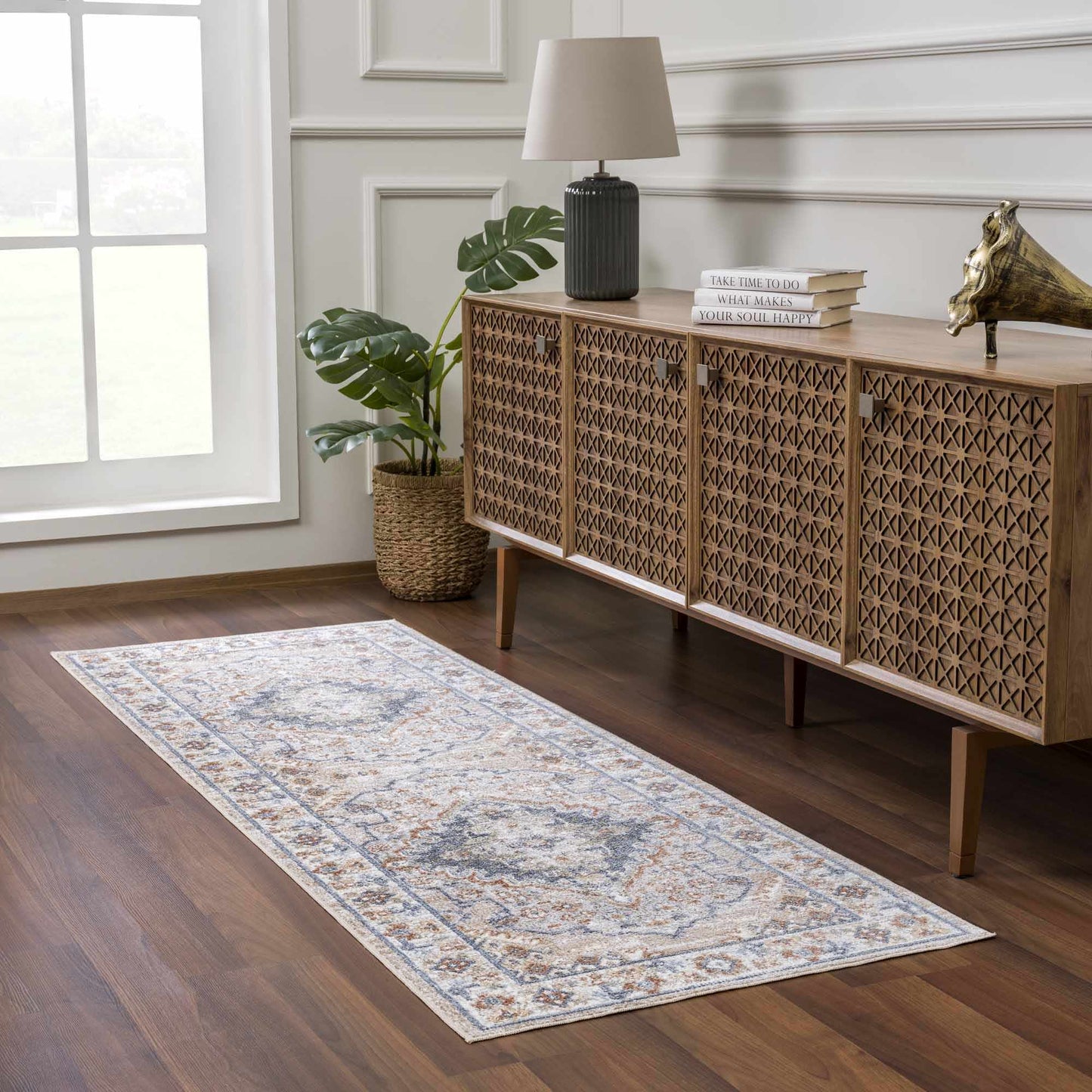 Washable Flat Pile Area Rug - Stylish Easy to Clean