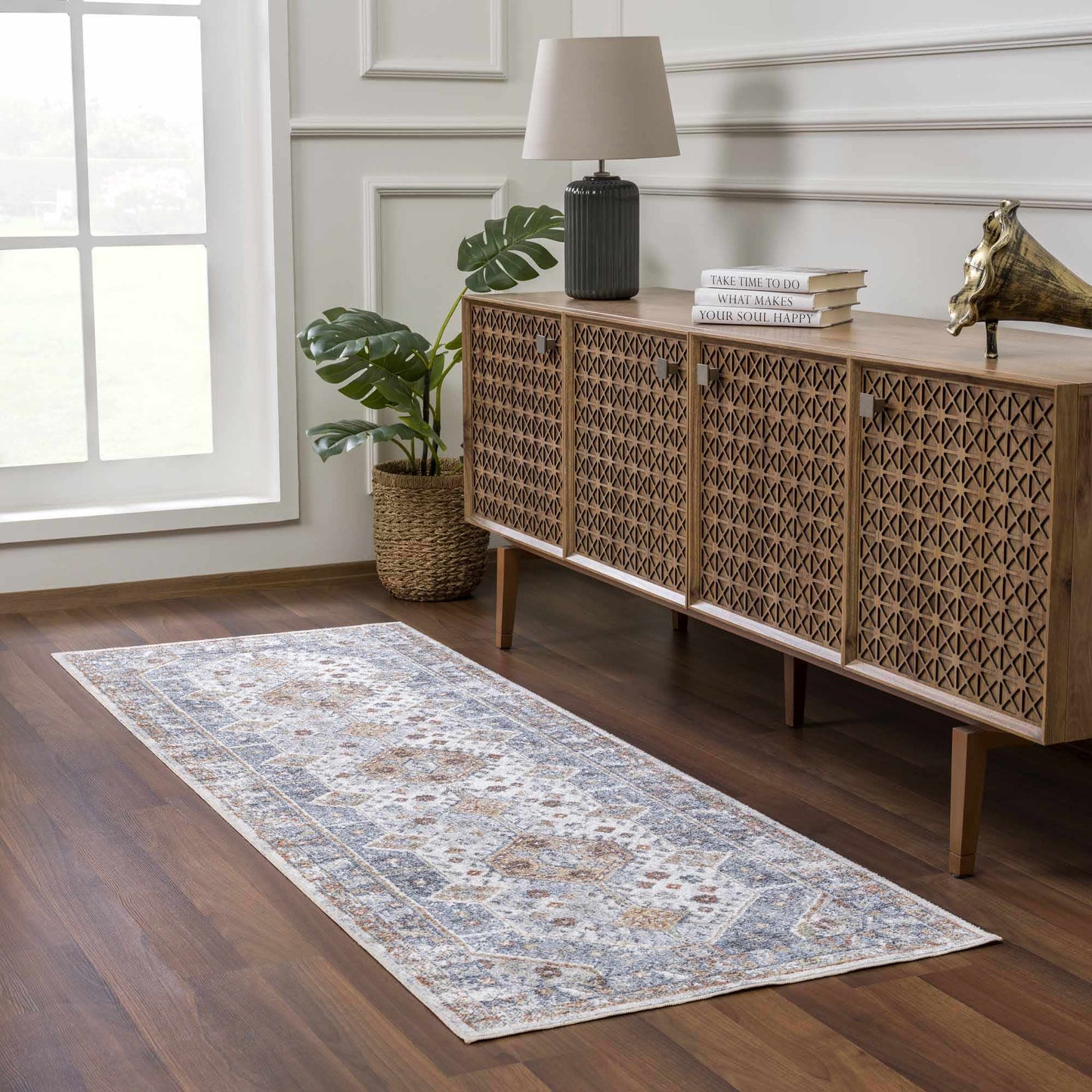 Washable Flat Pile Area Rug - Soft Durable Stylish Home Decor