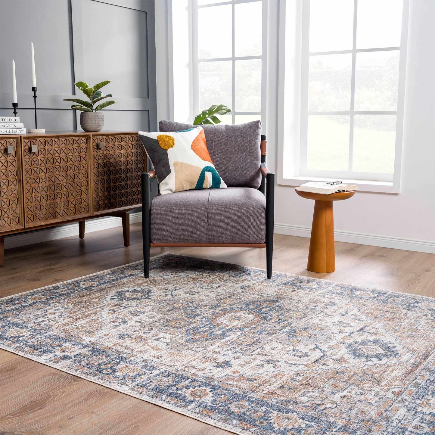 Washable Flat Pile Area Rug - Soft Durable Stylish Home Decor