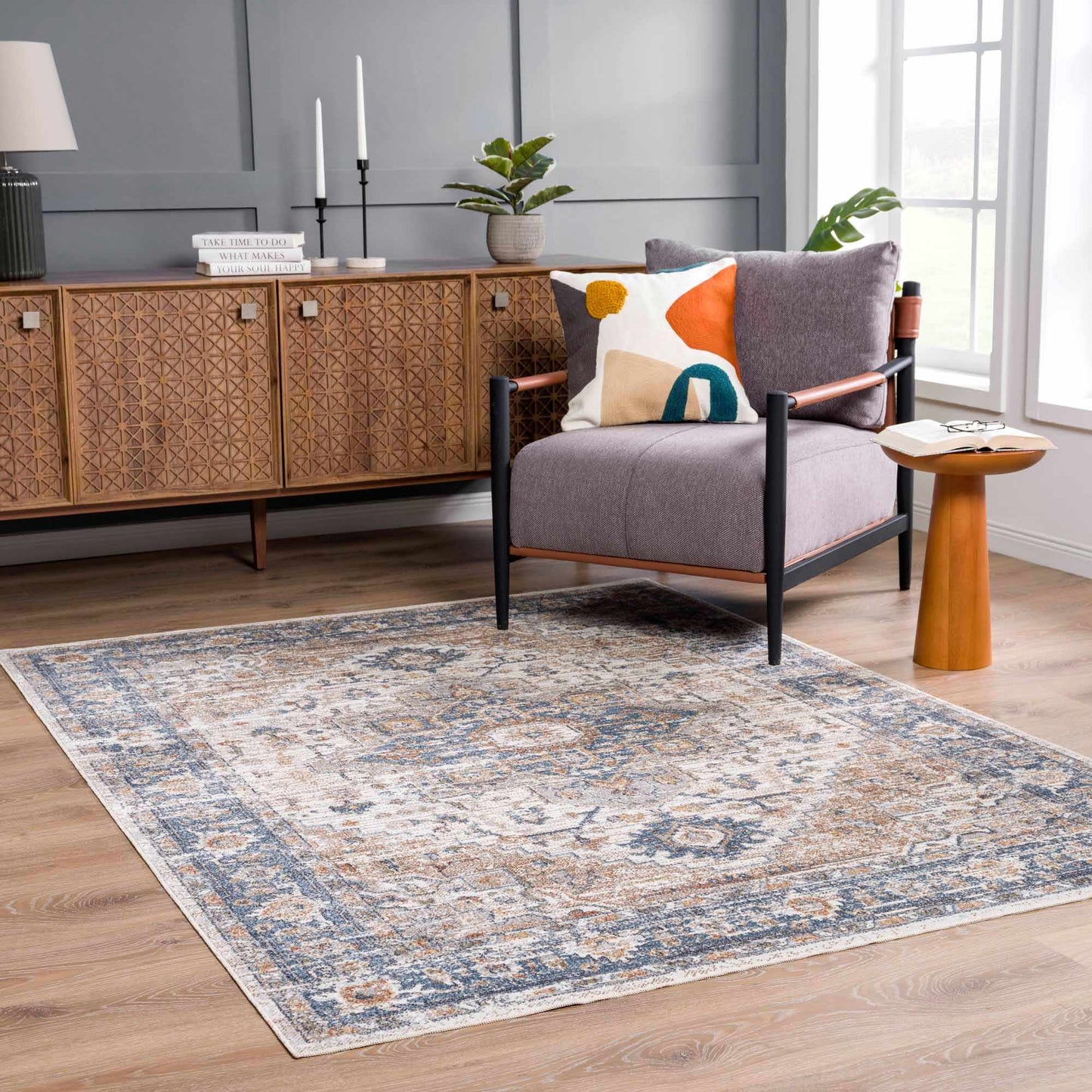 Washable Flat Pile Area Rug - Soft Durable Stylish Home Decor
