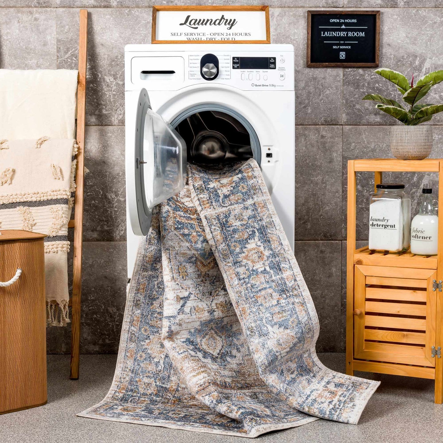 Washable Flat Pile Area Rug - Soft Durable Stylish Home Decor