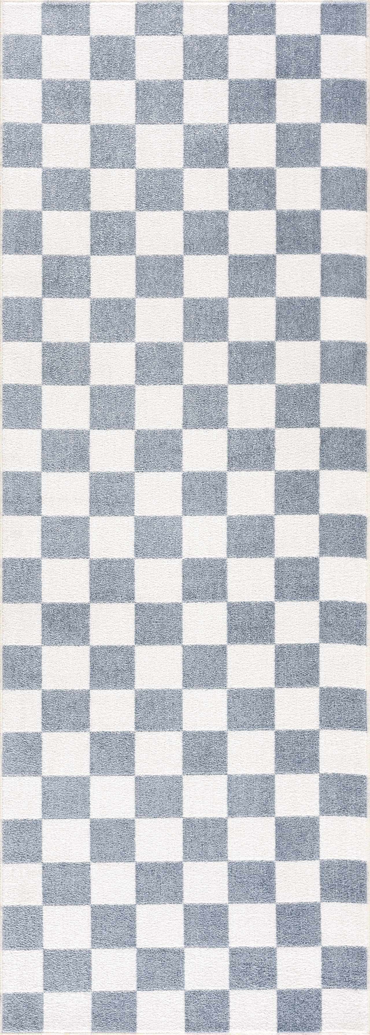 Checkered Washable Area Rug - Stylish Durable Floor Covering