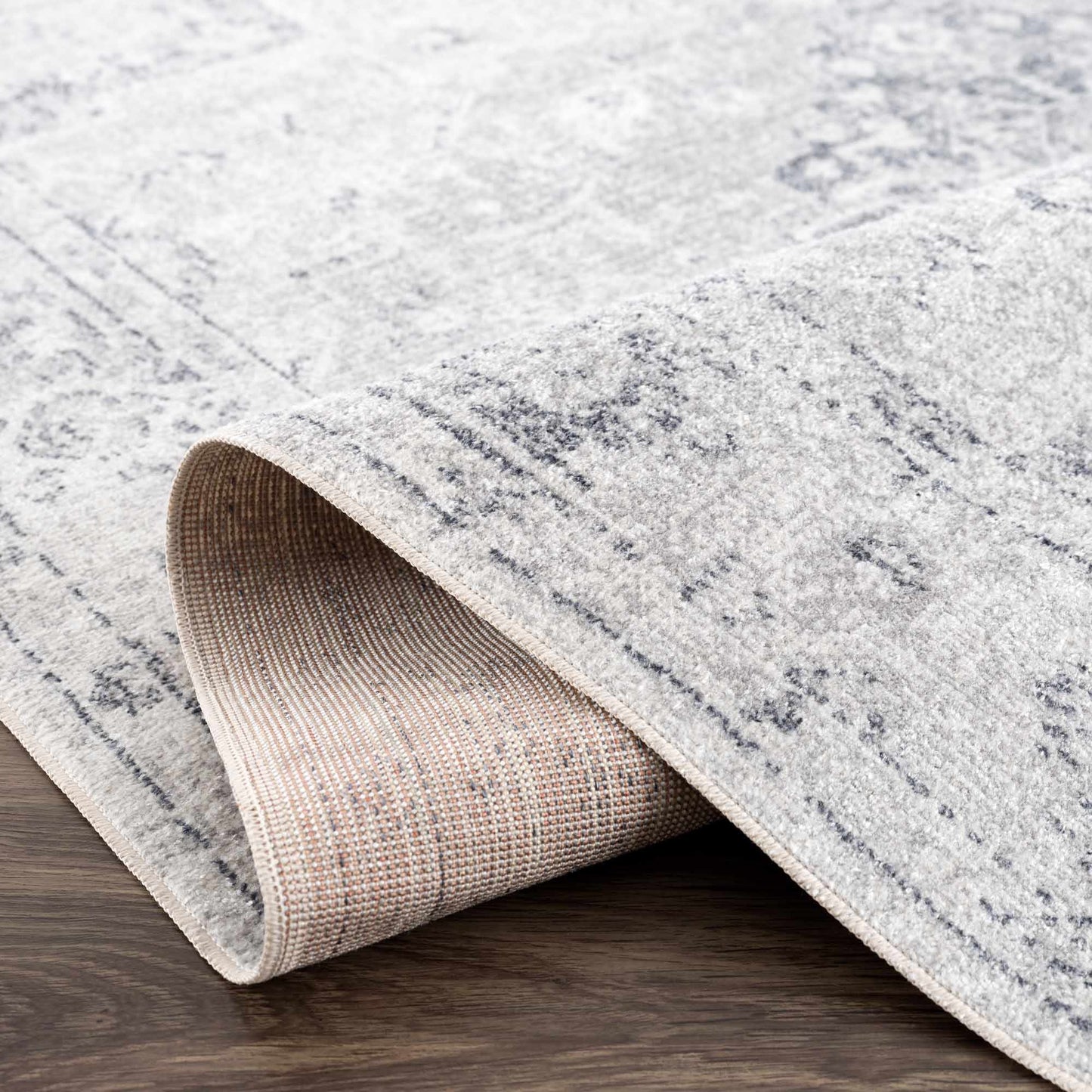 Washable Flat Pile Rug - Stylish Durable Home Decor in Akram Antrasit