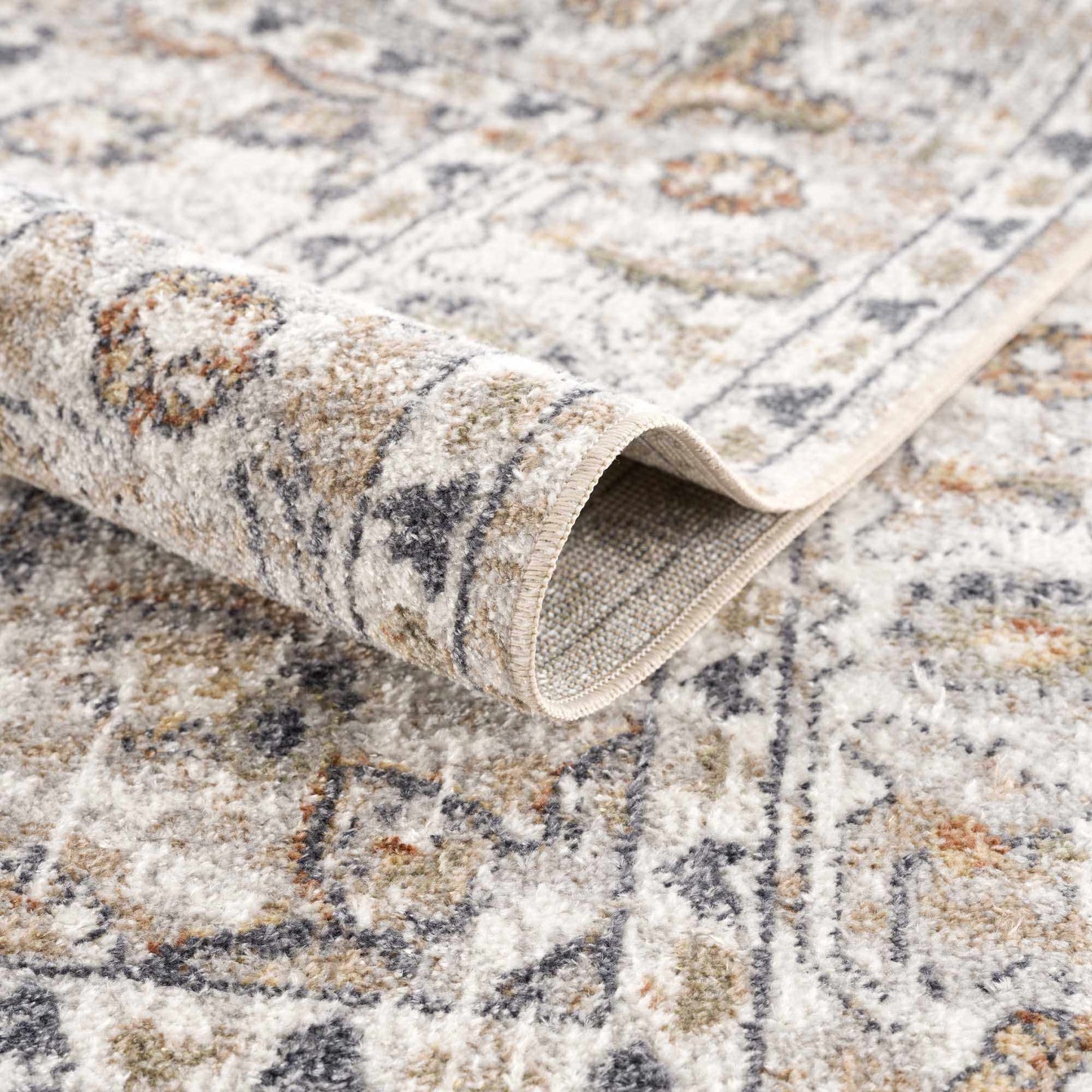 Washable Cream Flat Pile Rug - Soft Stylish Area Rug for Home Decor