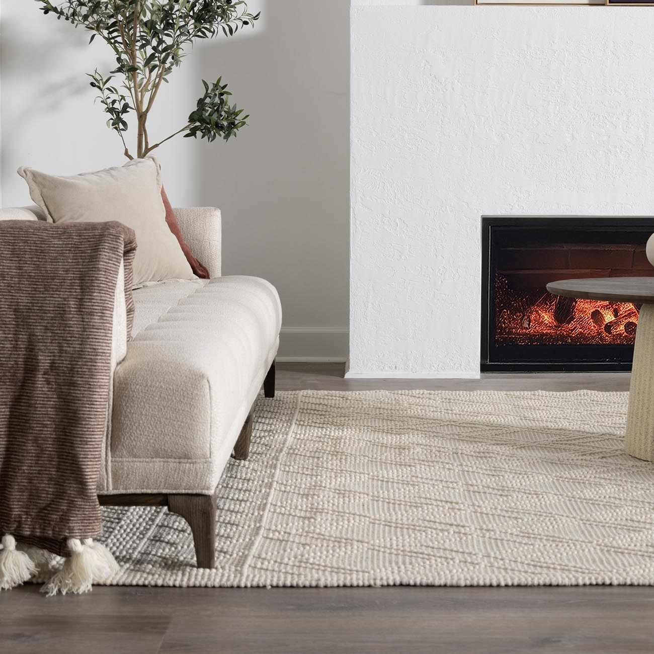Beige Wool Rug - Ramsbury Trellis Design for Cozy Interiors
