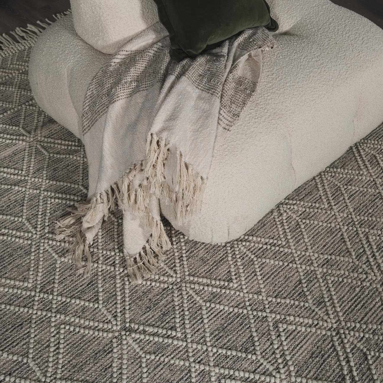 Beige Wool Rug - Ramsbury Trellis Design for Cozy Interiors