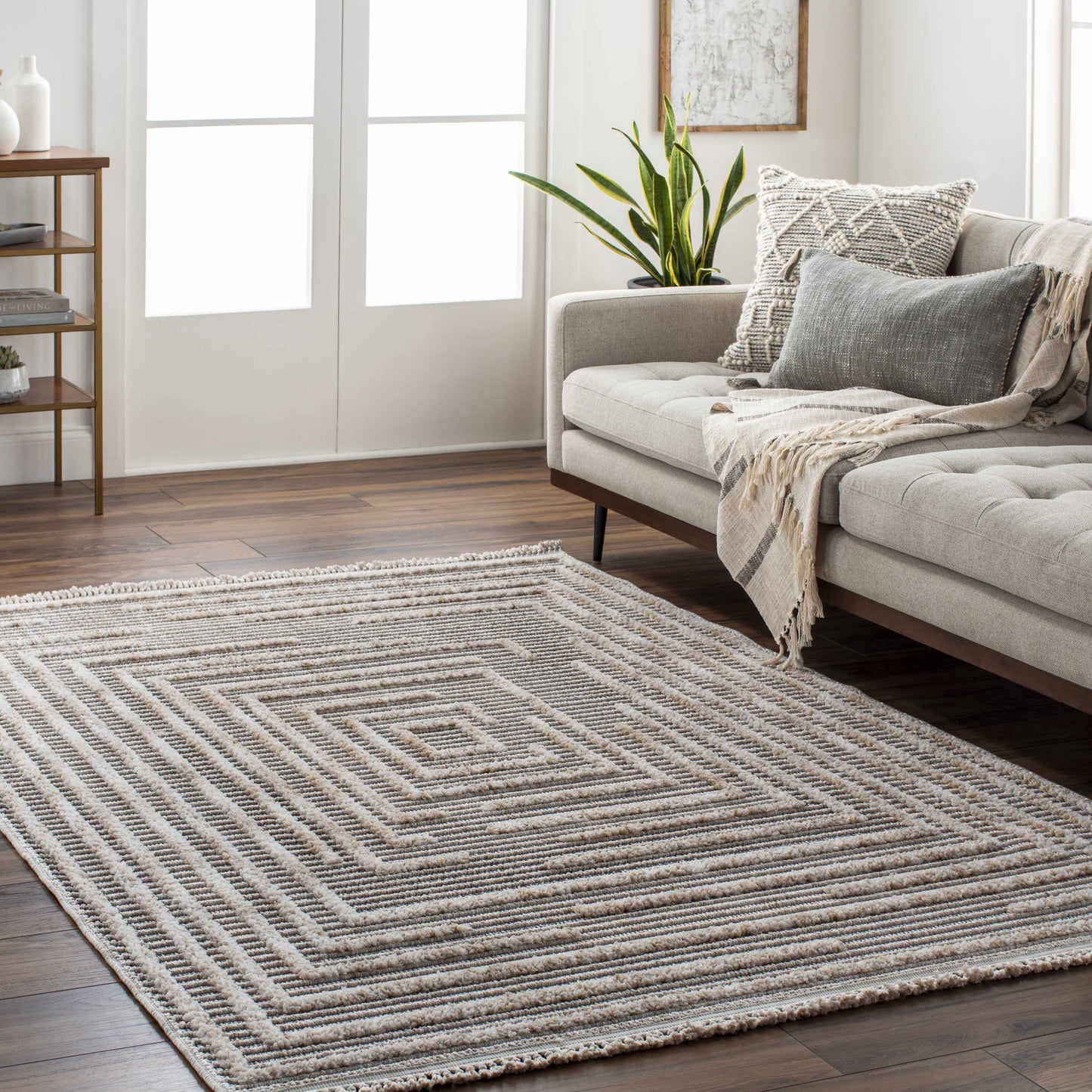 Modern Geometric Area Rug - Stylish Living Room Bedroom Decor