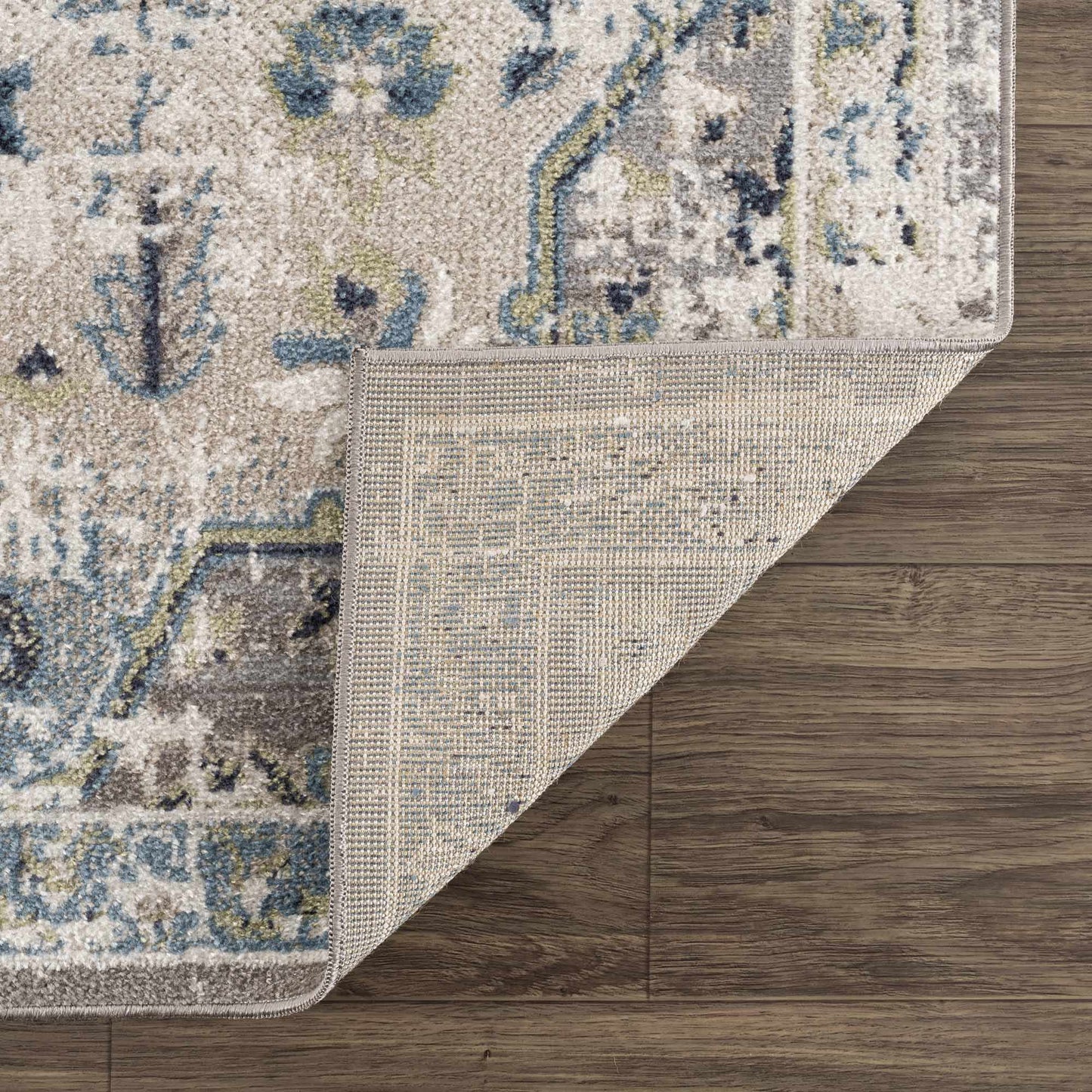 Washable Gray Blue Area Rug - Modern Home Decor Accent