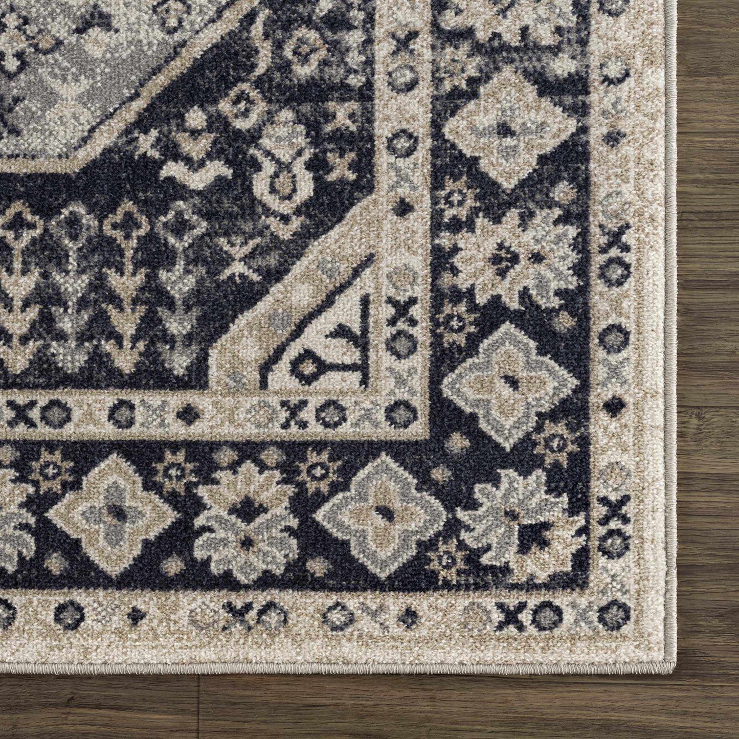 Washable Cream Gray Area Rug - Stylish Durable Home Decor