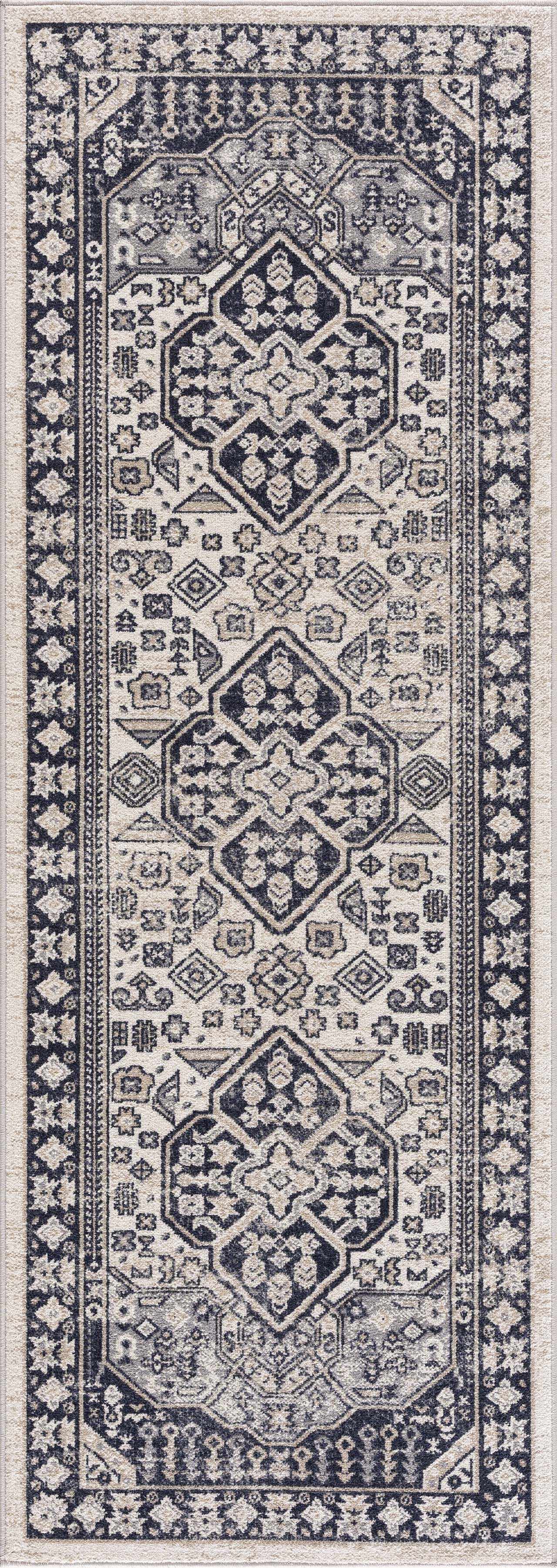 Washable Cream Gray Area Rug - Stylish Durable Home Decor