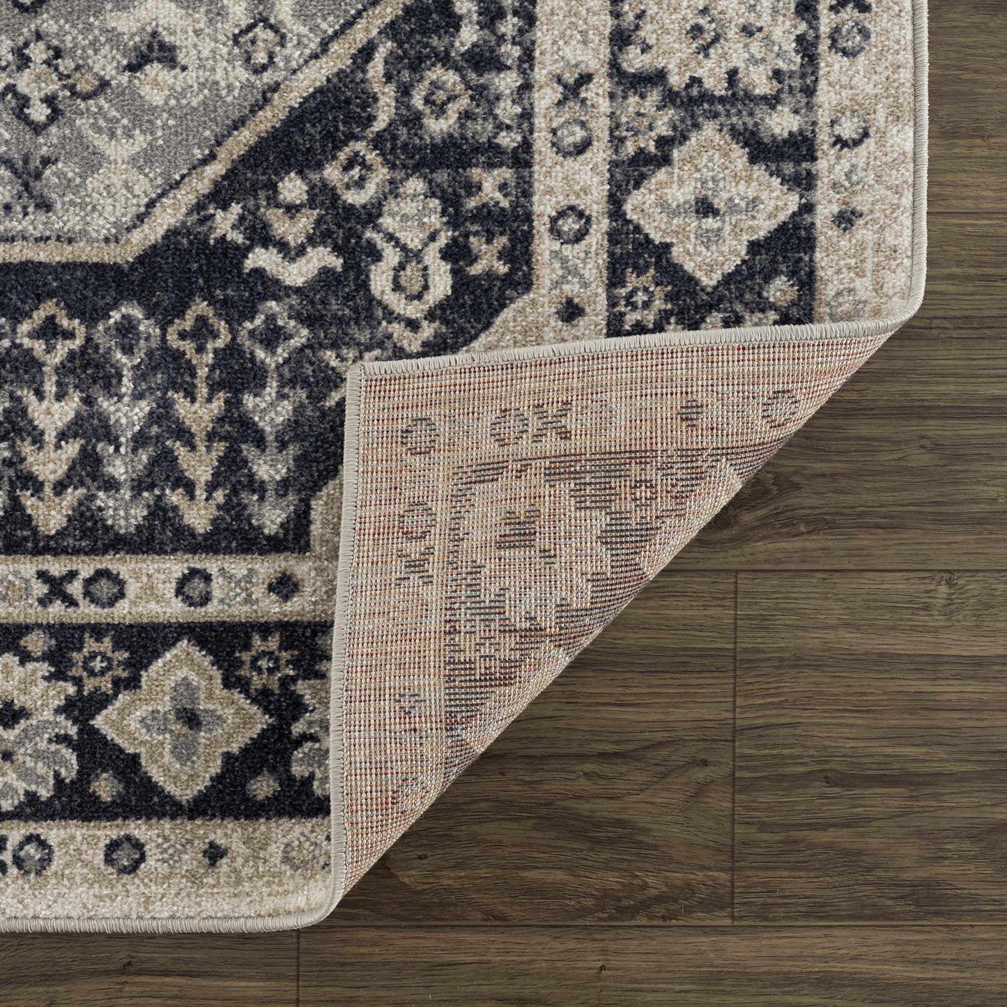 Washable Cream Gray Area Rug - Stylish Durable Home Decor