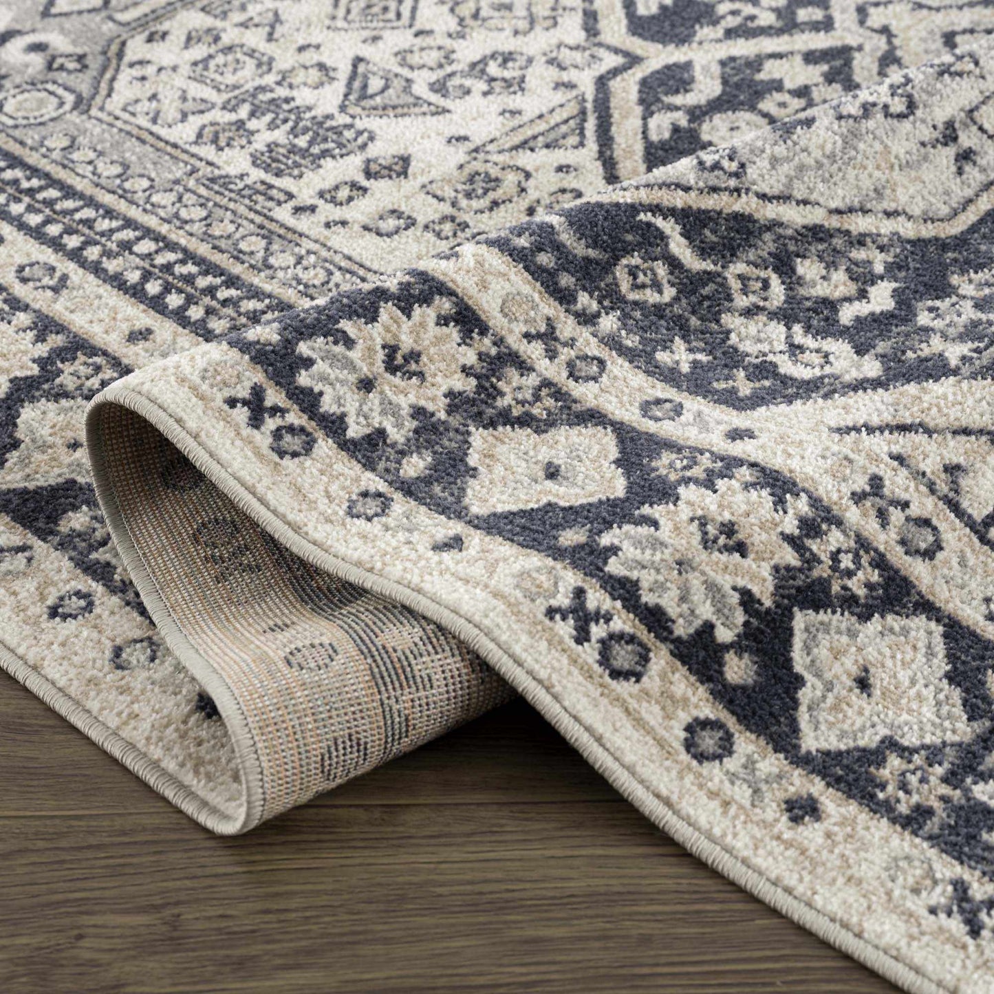 Washable Cream Gray Area Rug - Stylish Durable Home Decor