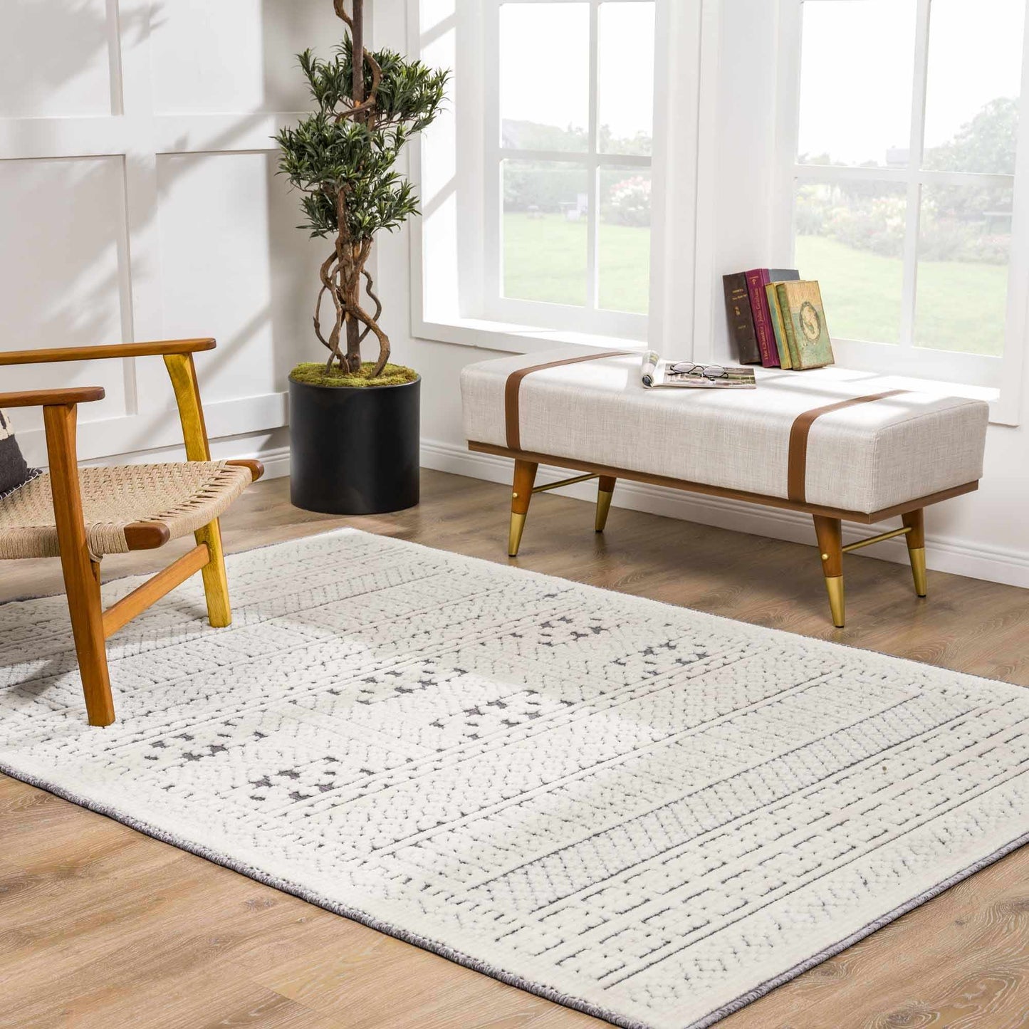 Cream Gray Washable Area Rug - Clearance Sale
