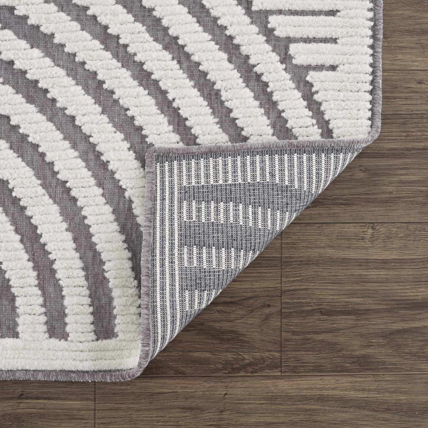 Colorful Kids Area Rug - Rainbow Washable Playroom Rug in Deron Gray